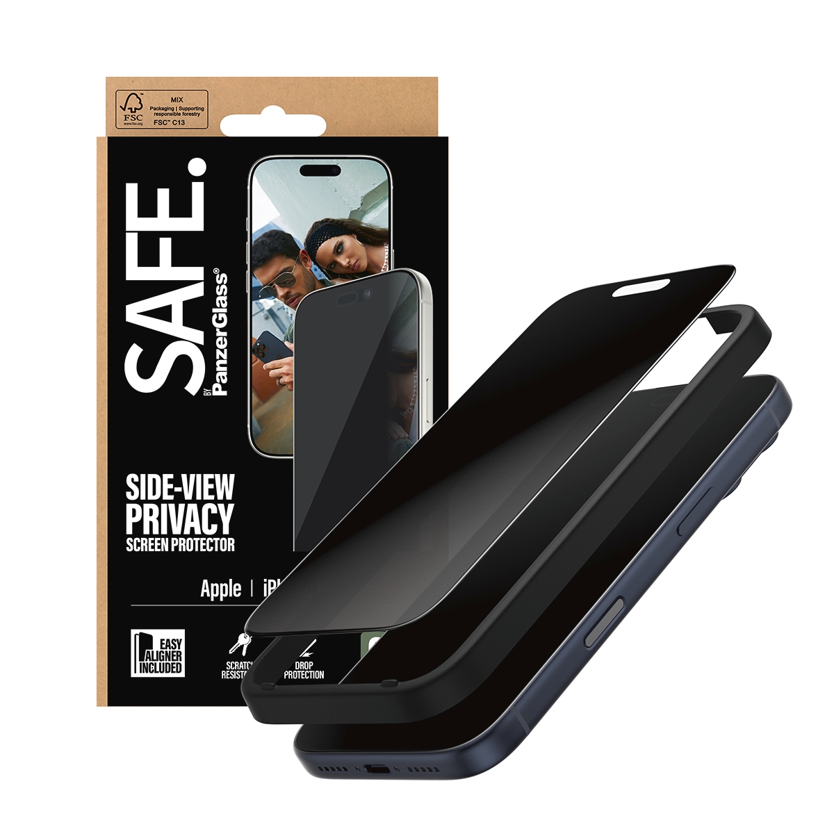 SAFE by PanzerGlass Displayschutzglas »Side-View Privacy Screen Protector« für Apple iPhone 17 Pro Displayschutzfolie, Schutzfolie, Bildschirmschutz, kratz- & stoßfest