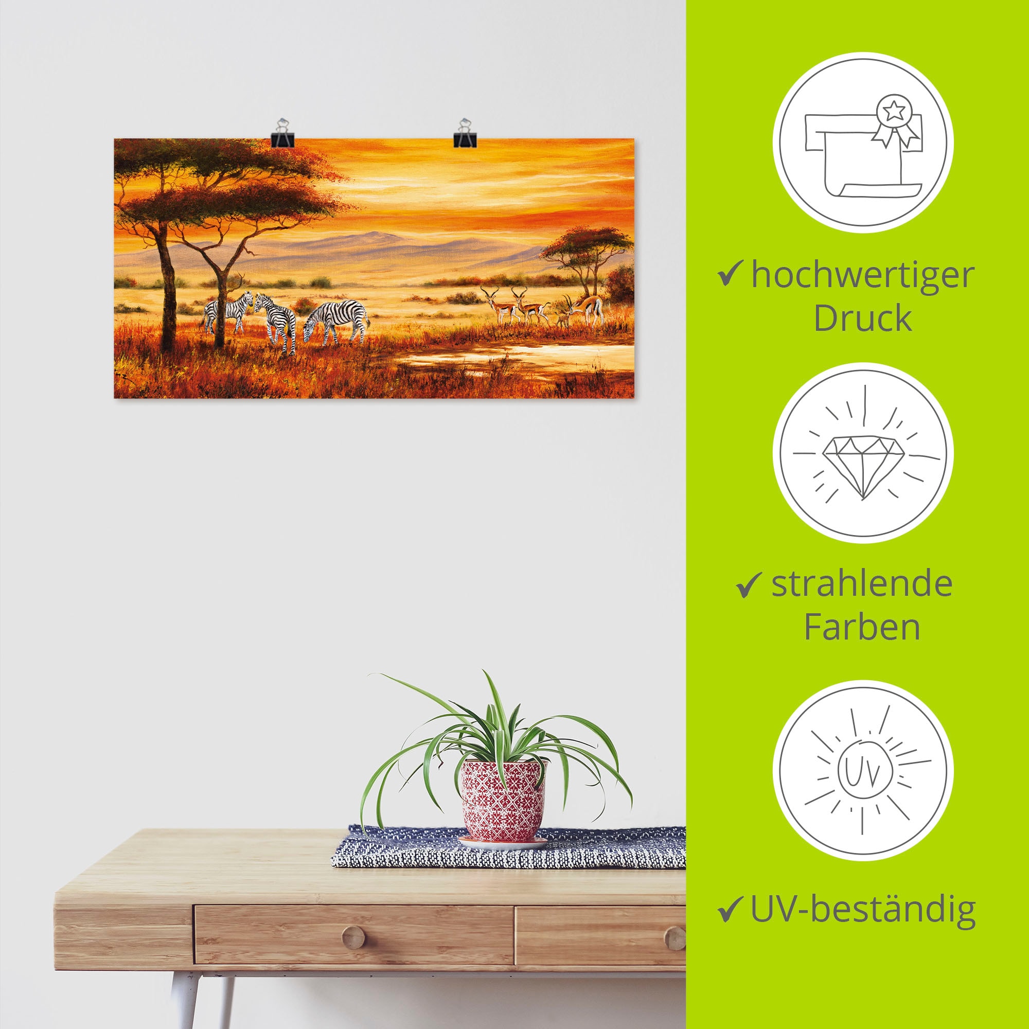Artland Wandbild »Afrikanische Landschaft I«, Afrika, (1 St.), als Leinwandbild, Poster, Wandaufkleber in verschied. Größen