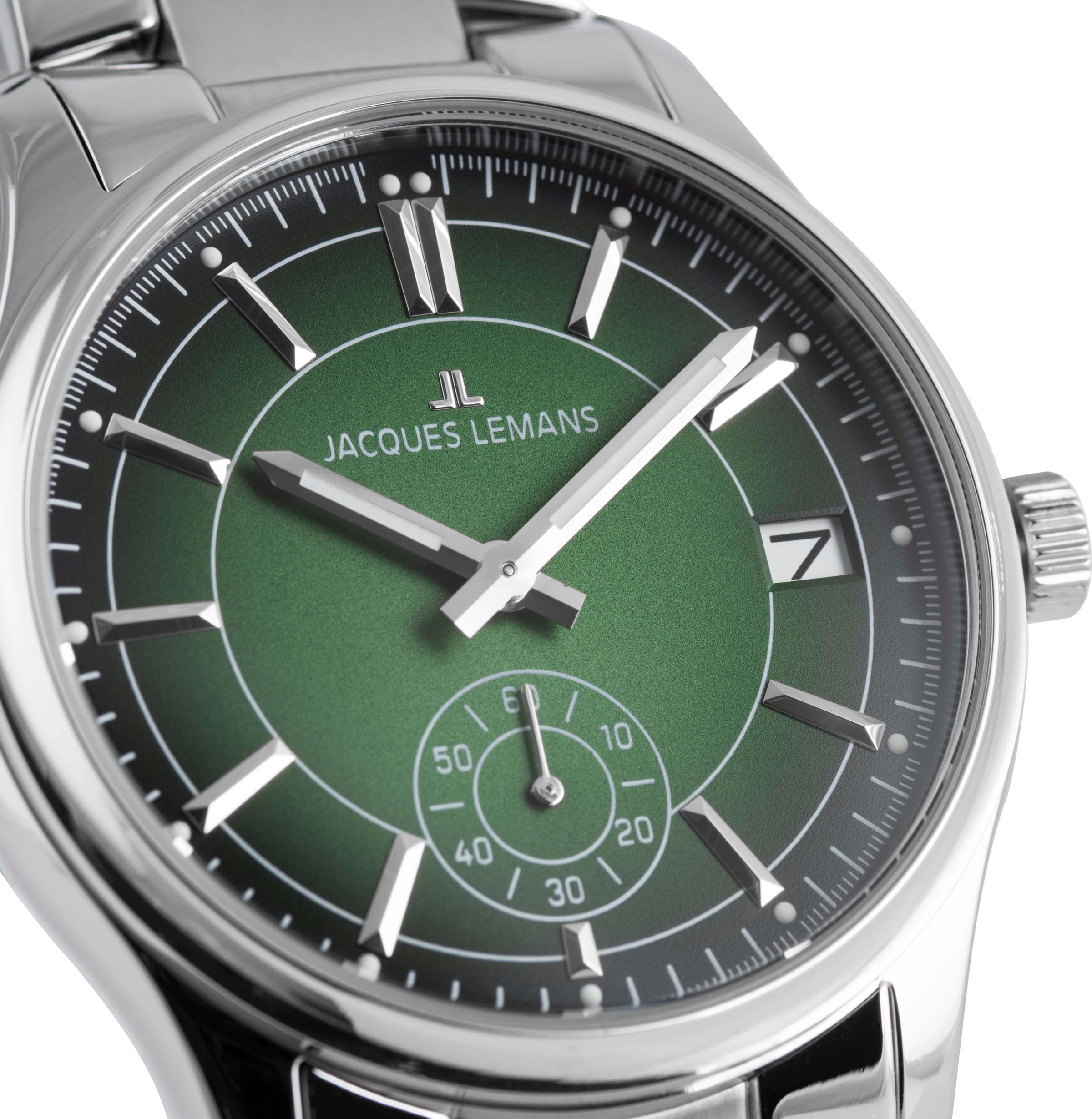 Jacques Lemans Quarzuhr »Derby« Armbanduhr, Herrenuhr, Edelstahlarmband, analog, Tag, kleine Sekunde