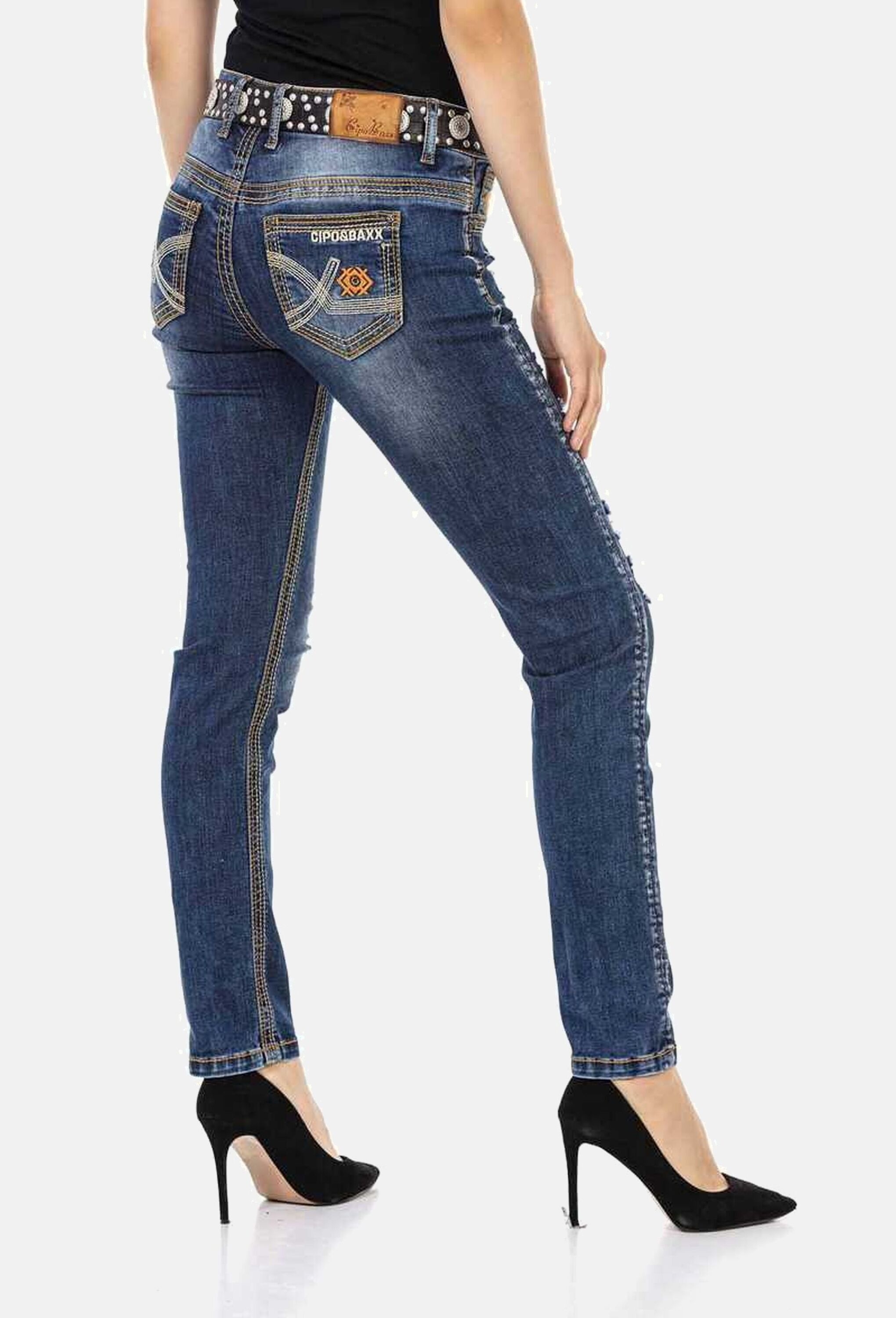 Cipo & Baxx Slim-fit-Jeans »Cipo & Baxx Jeans« in knalligem Design, WD455
