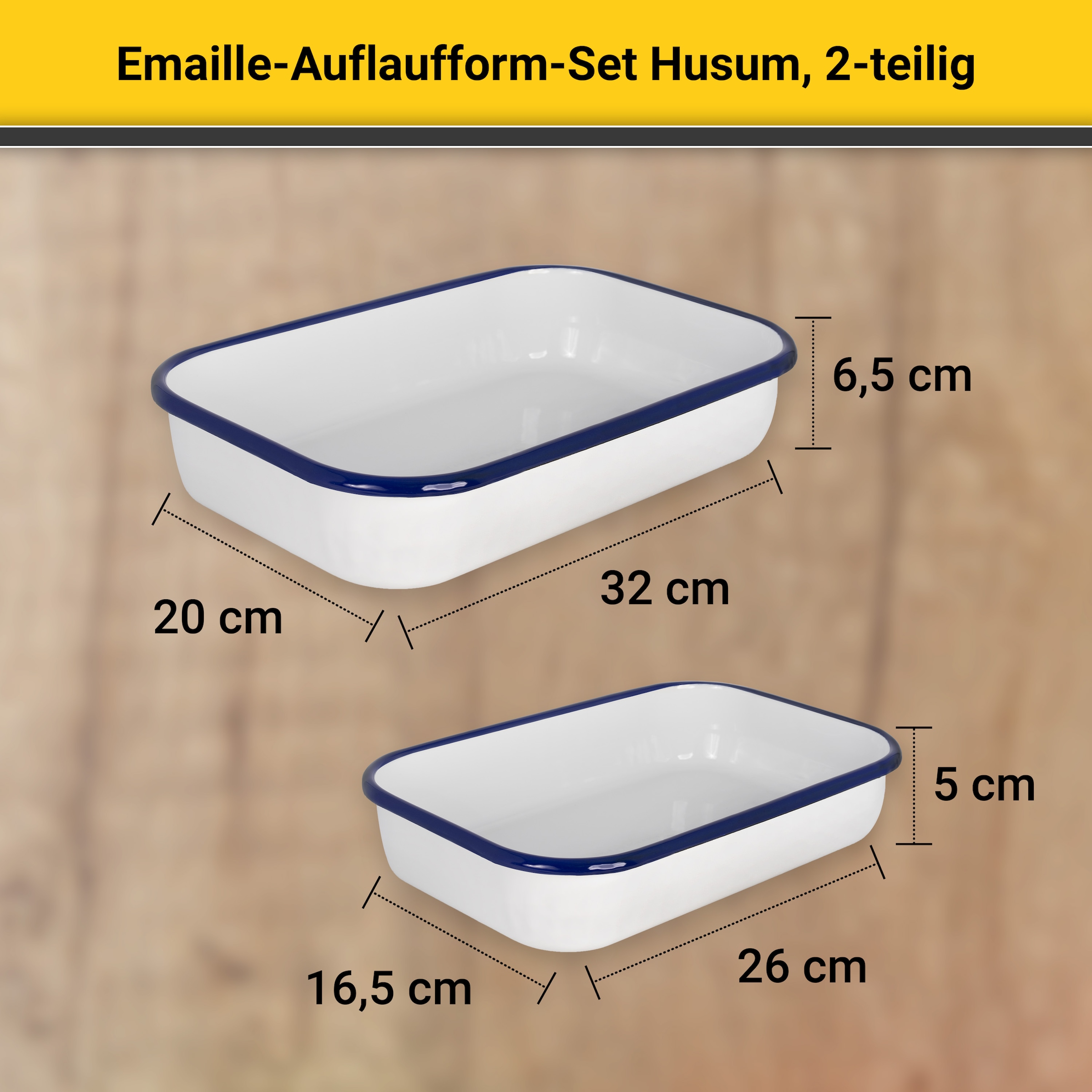 Krüger Auflaufform »Husum«, Emaille, (2 St.), (26+32 cm)