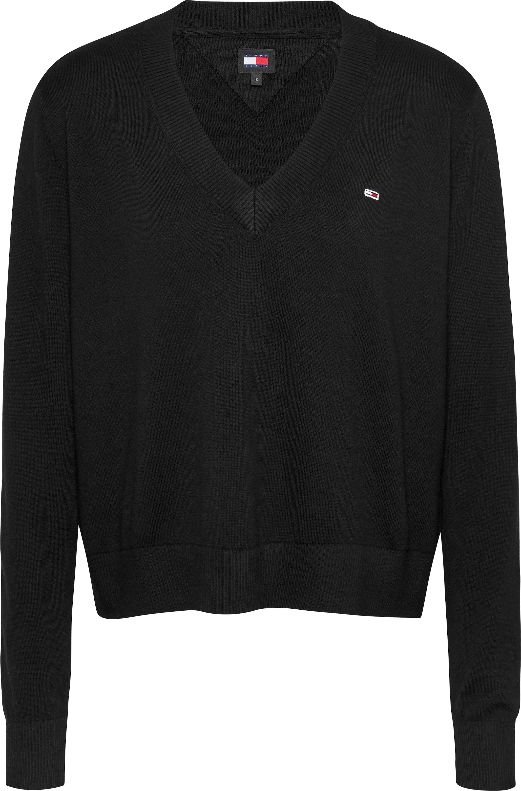 Tommy Jeans Strickpullover »TJW ESSENTIAL VNECK SWEATER EXT«, mit Logostickerei