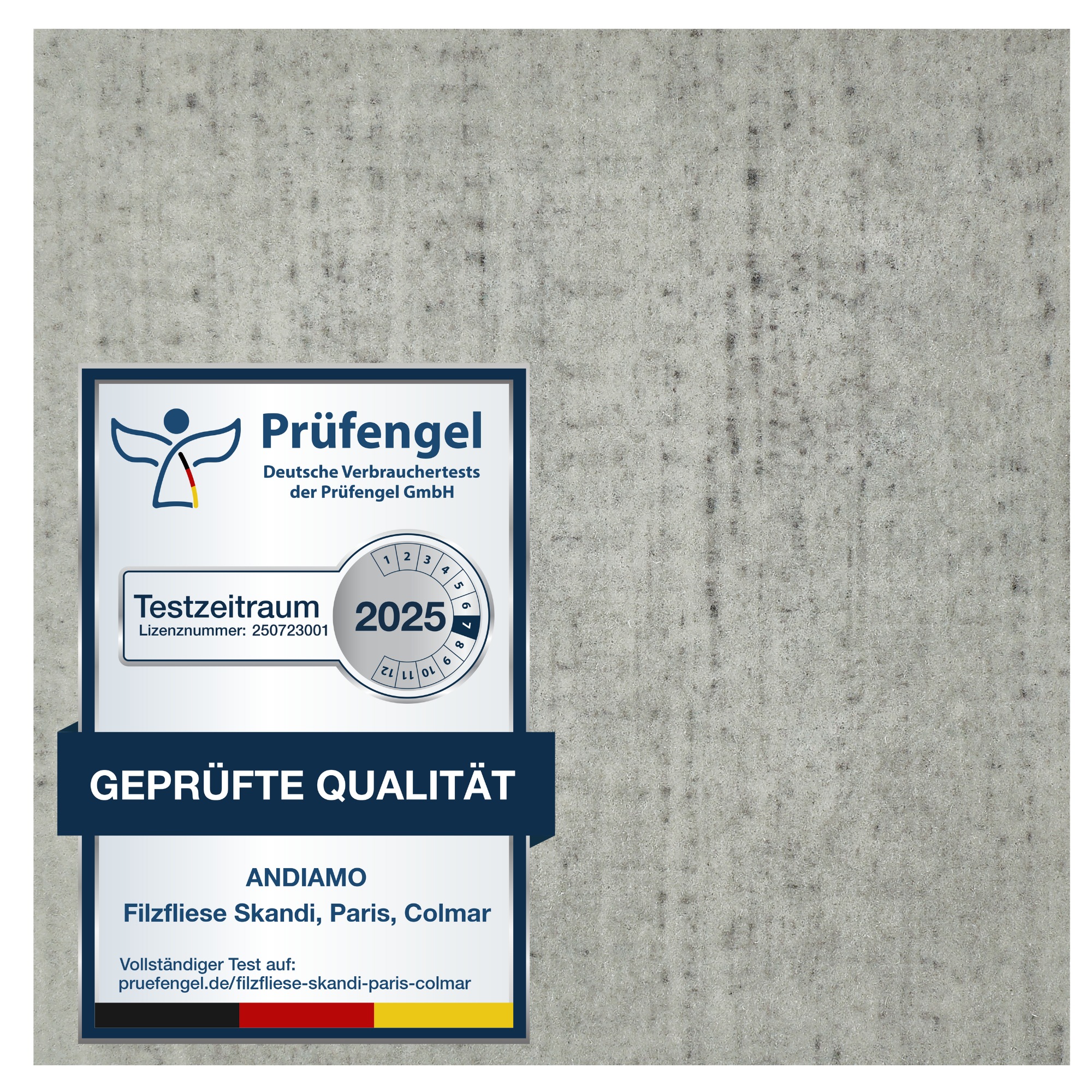 Andiamo Teppichfliese "Paris Nadelfilz, Gesamthöhe 4 mm" quadratisch 40x40 cm, selbstklebend, robust & strapazierfähig, 25 Stück (4 qm)