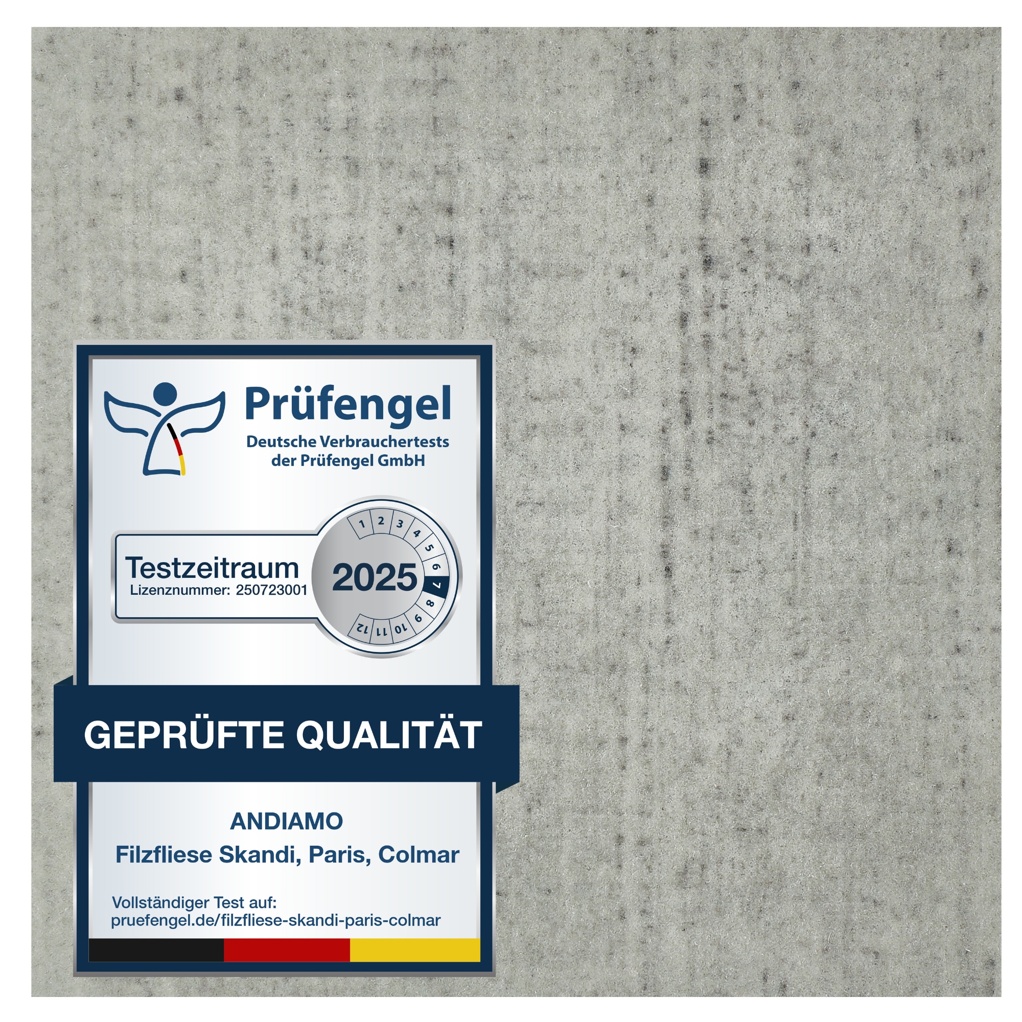 Andiamo Teppichfliese "Paris Nadelfilz, Gesamthöhe ca. 4 mm" quadratisch 40x40 cm, selbstklebend, robust & strapazierfähig, 25 Stück (4 qm)