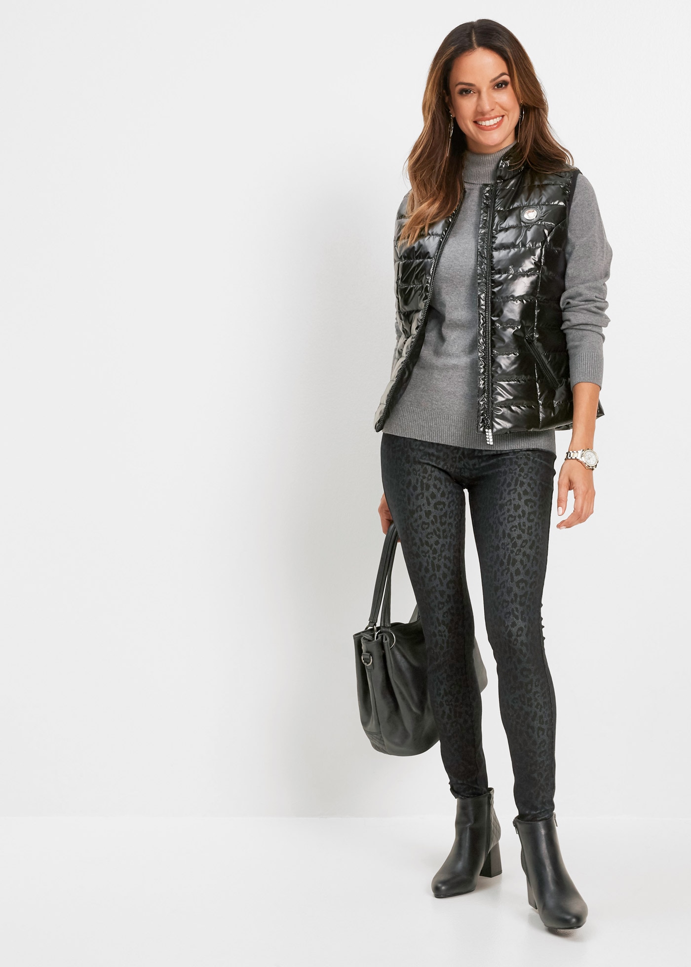 bonprix Jeansjeggings »Jeggings mit Leo-Druck« Skinny Fit, aus Baumwolle, Polyester und Elasthan, mit Leo-Druck