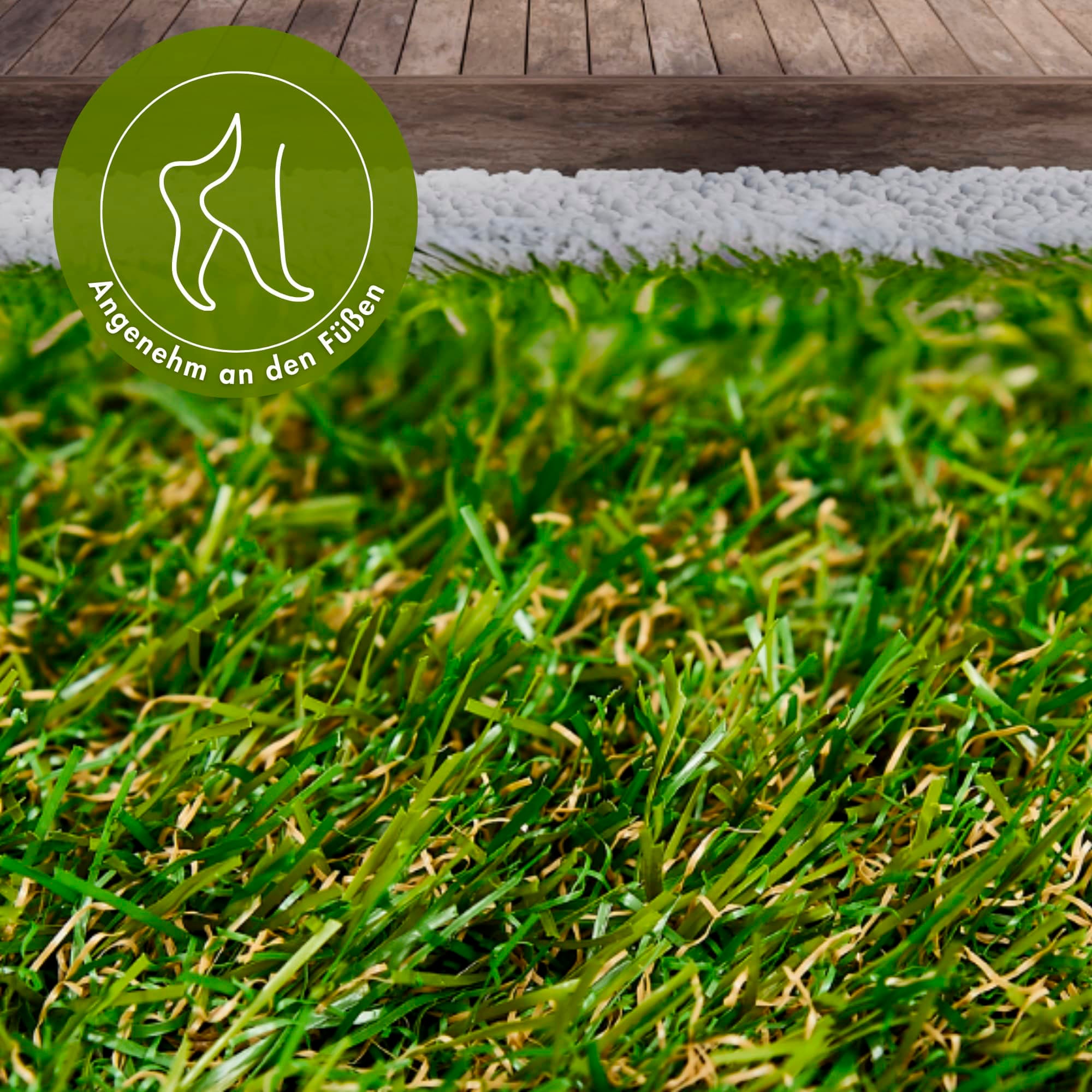 Andiamo Kunstrasen »Rasenteppich Jever« rechteckig 20 mm Höhe natürliche Optik, mit Drainagefunktion, für Balkon, Terrasse & Garten