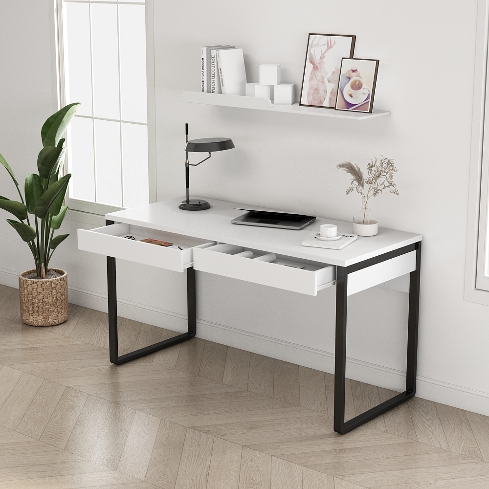 OTTO home Schreibtisch »Moid, Computertisch im modernen Design,« Breite 120/140/160 cm, mit Metallbeinen & Schublade
