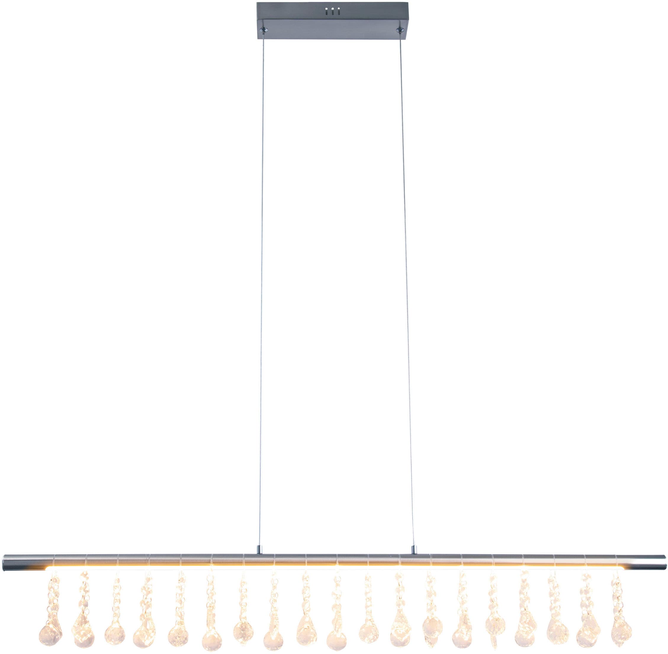 näve LED Pendelleuchte »Nobilis«, 1 flammig, Leuchtmittel LED-Modul | LED fest integriert, Hängeleuchte, dimmbar, warmweiß, L: 100cm, satin-nickel