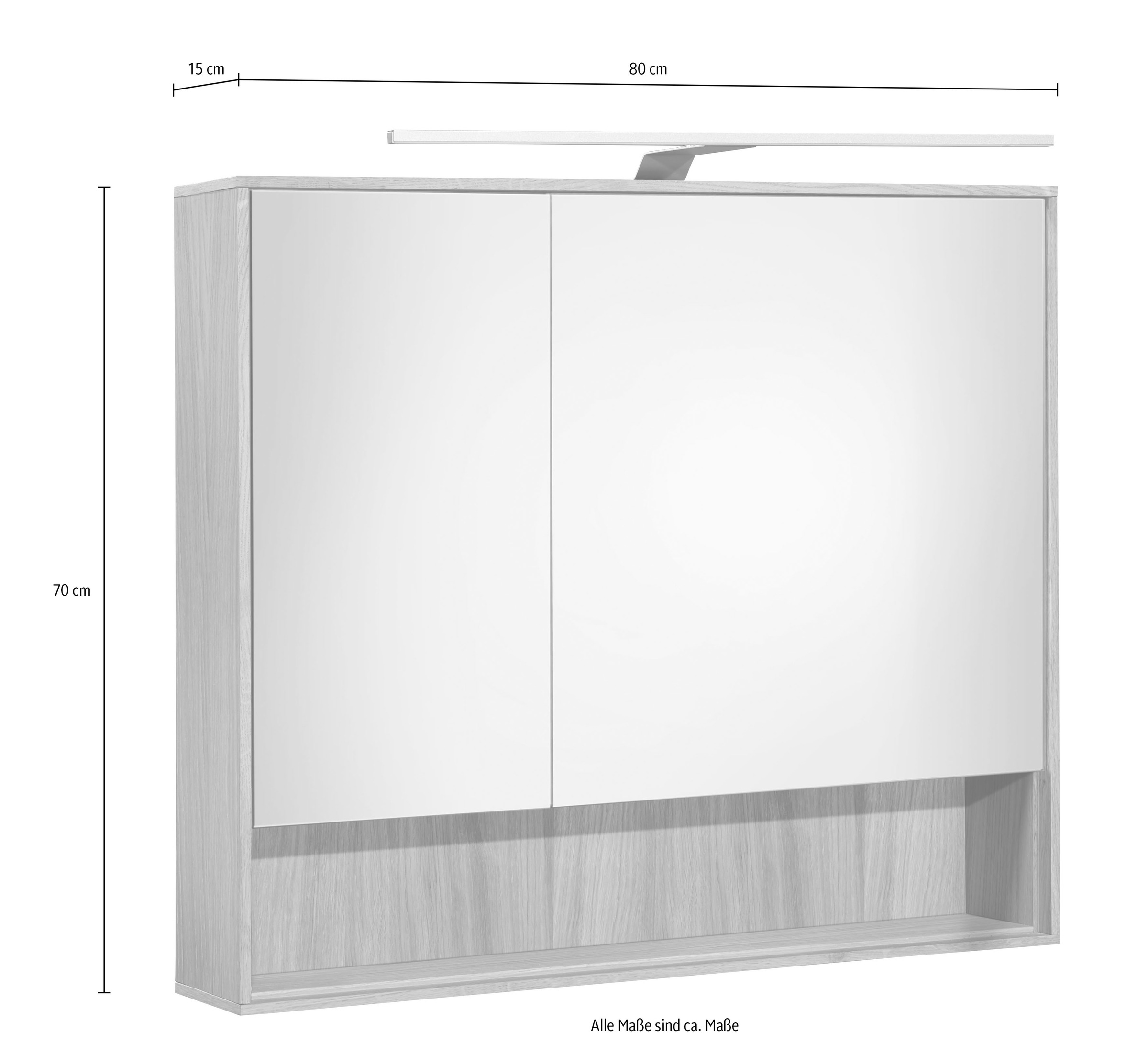BASIC by Balculina Spiegelschrank »Yukon, Badezimmerschrank BxTxH 80x70x15«, (1 St.), Breite 80 cm, Softlclose, Spiegeltüren