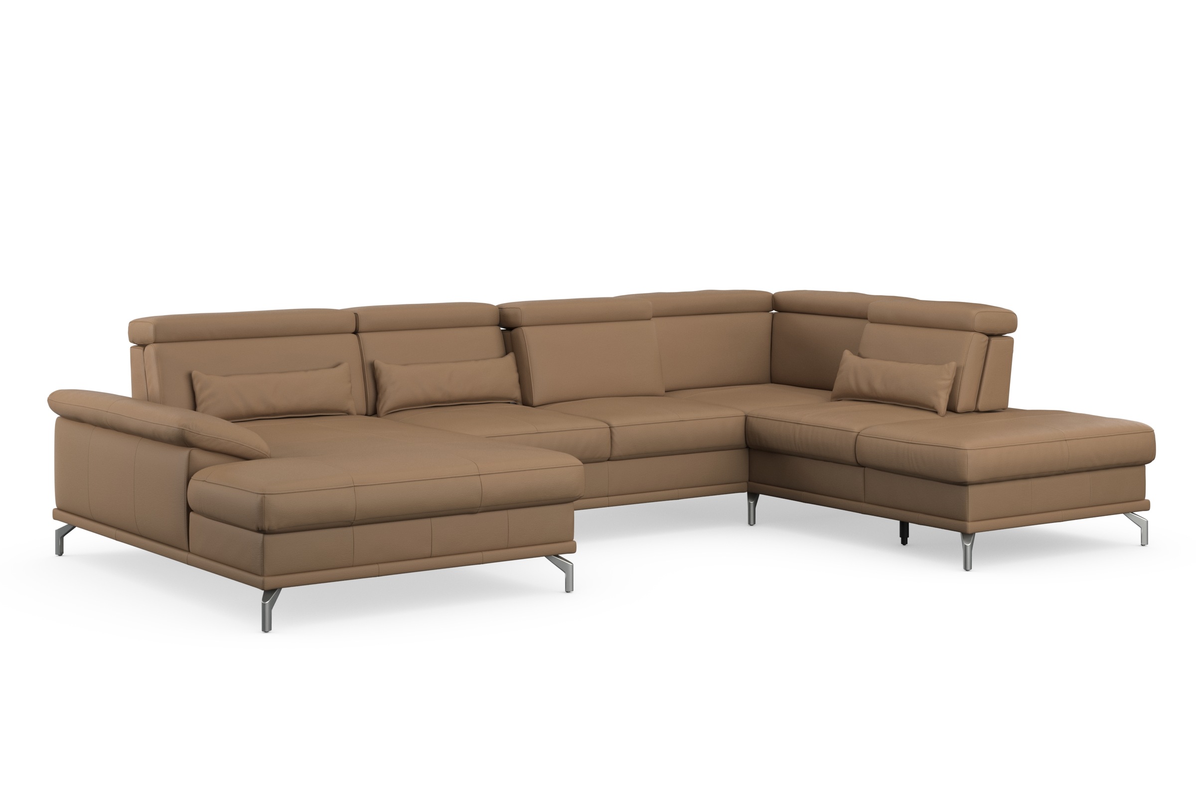 sit&more Wohnlandschaft »Cabrio U-Form, mit Sitztiefenverstellung, Arm- und Kopfteilverstellung«, 3 Nierenkissen, Federkern, optional Bettfunktion und Stauraum