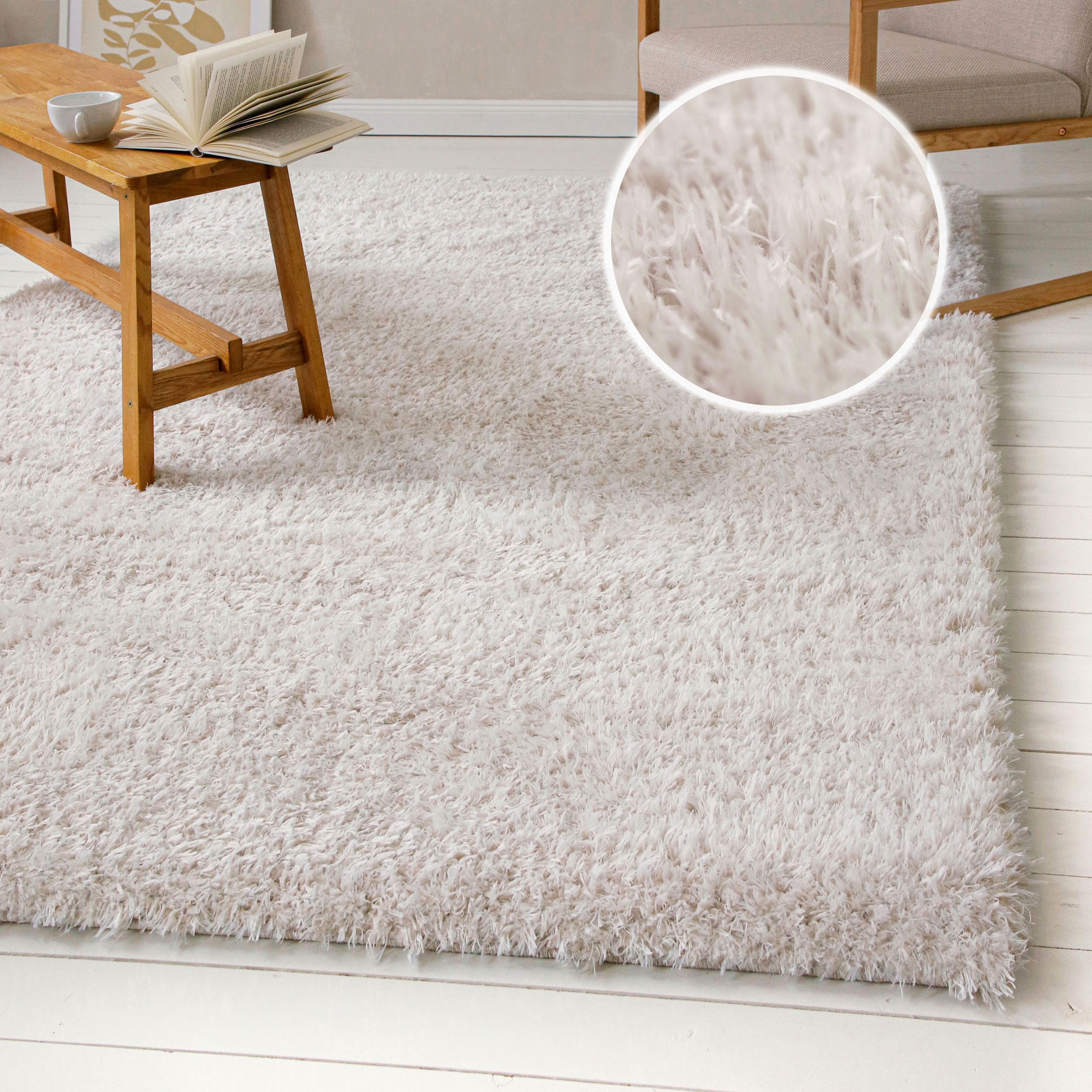 OTTO home Hochflor-Teppich »Josetta , auch als Läufer erhältlich« rechteckig 50 mm Höhe Langflor, Shaggy, dichter weicher Hochflor, uni farben, Wohnzimmer
