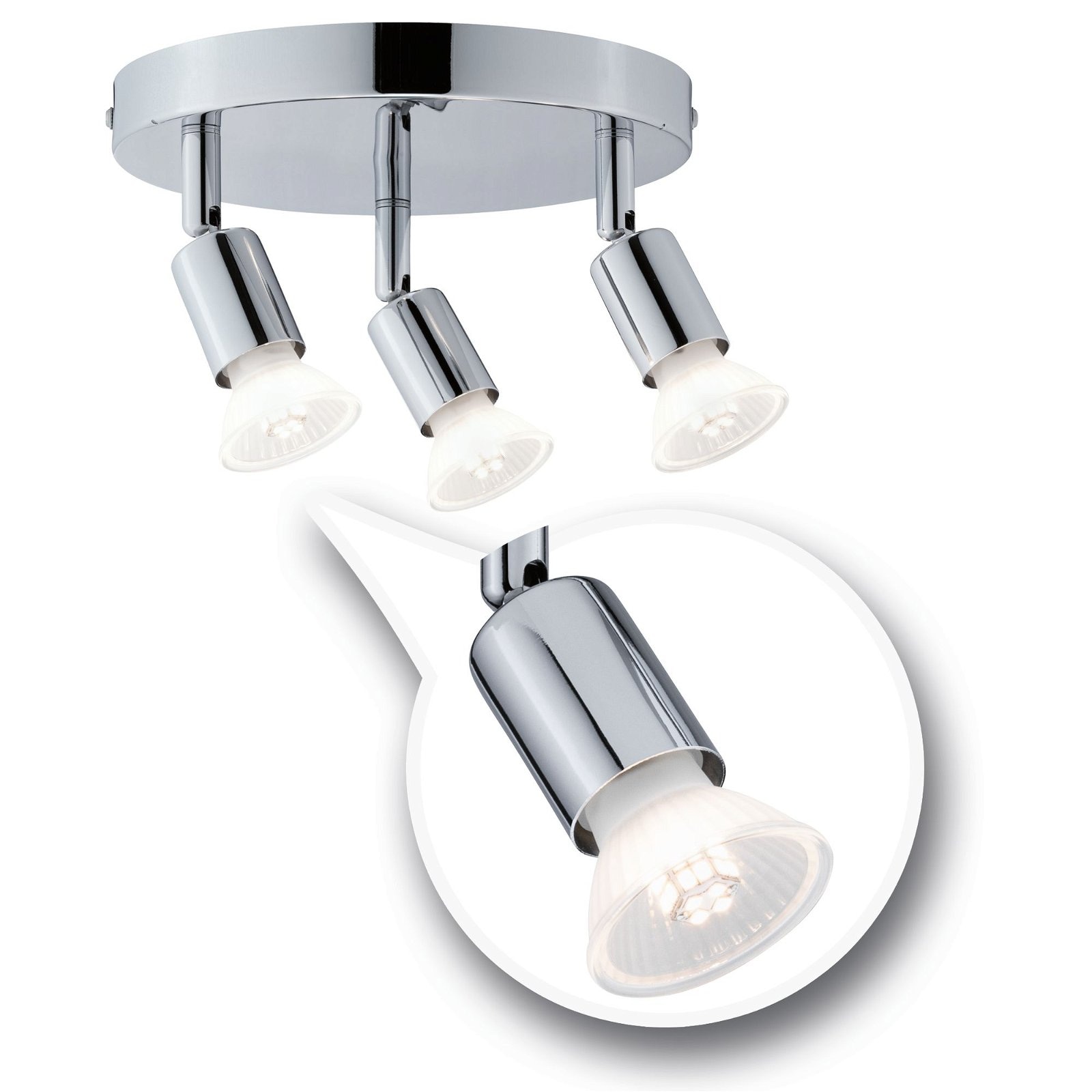 Paulmann Deckenleuchte »Carolina«, 3 flammig, Leuchtmittel GU10 | ohne Leuchtmittel, Spotlight IP44 max. 3x10W Chrom 230V Metall, GU 10