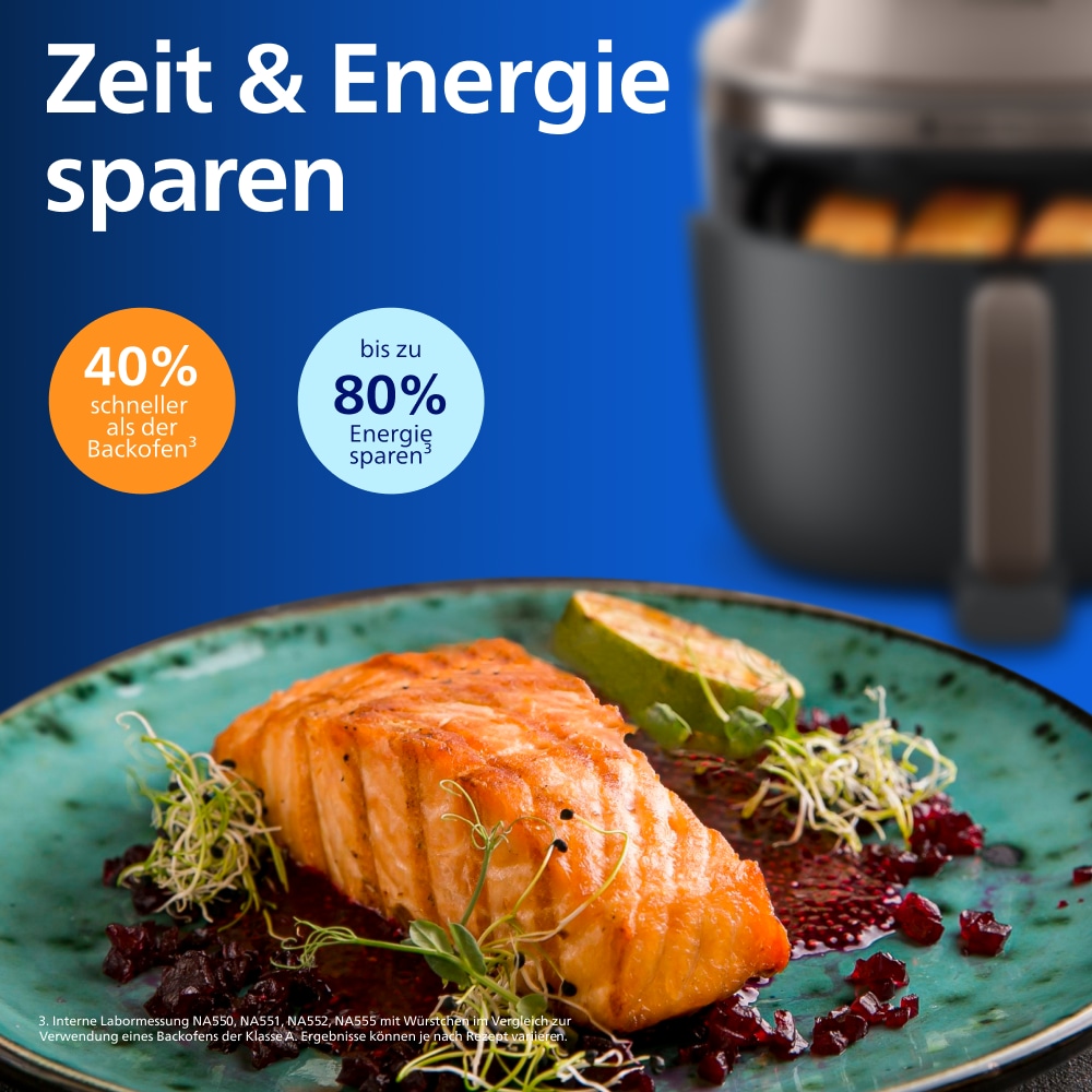 Philips Heißluftfritteuse »NA547/07 Steam Airfryer 5000 Series mit EasySlide, 7,2L Kapazität« 2000 W mit Dampfgarfunktion u. RapidAir Plus Technologie; Schwarz/Gold
