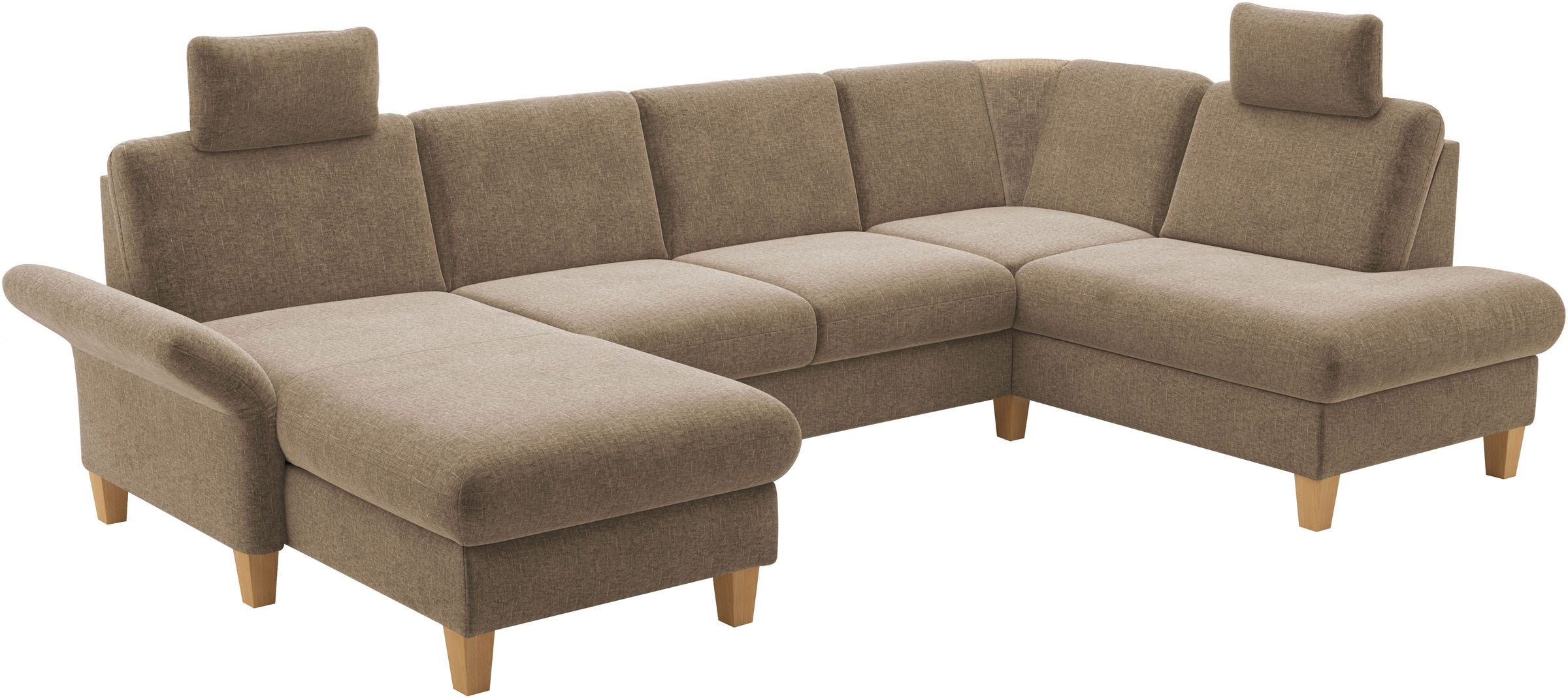 Home affaire Wohnlandschaft »Rochelle, U-Form«, optional mit Armteilverstellung, mit Bettfunktion & Bettkasten
