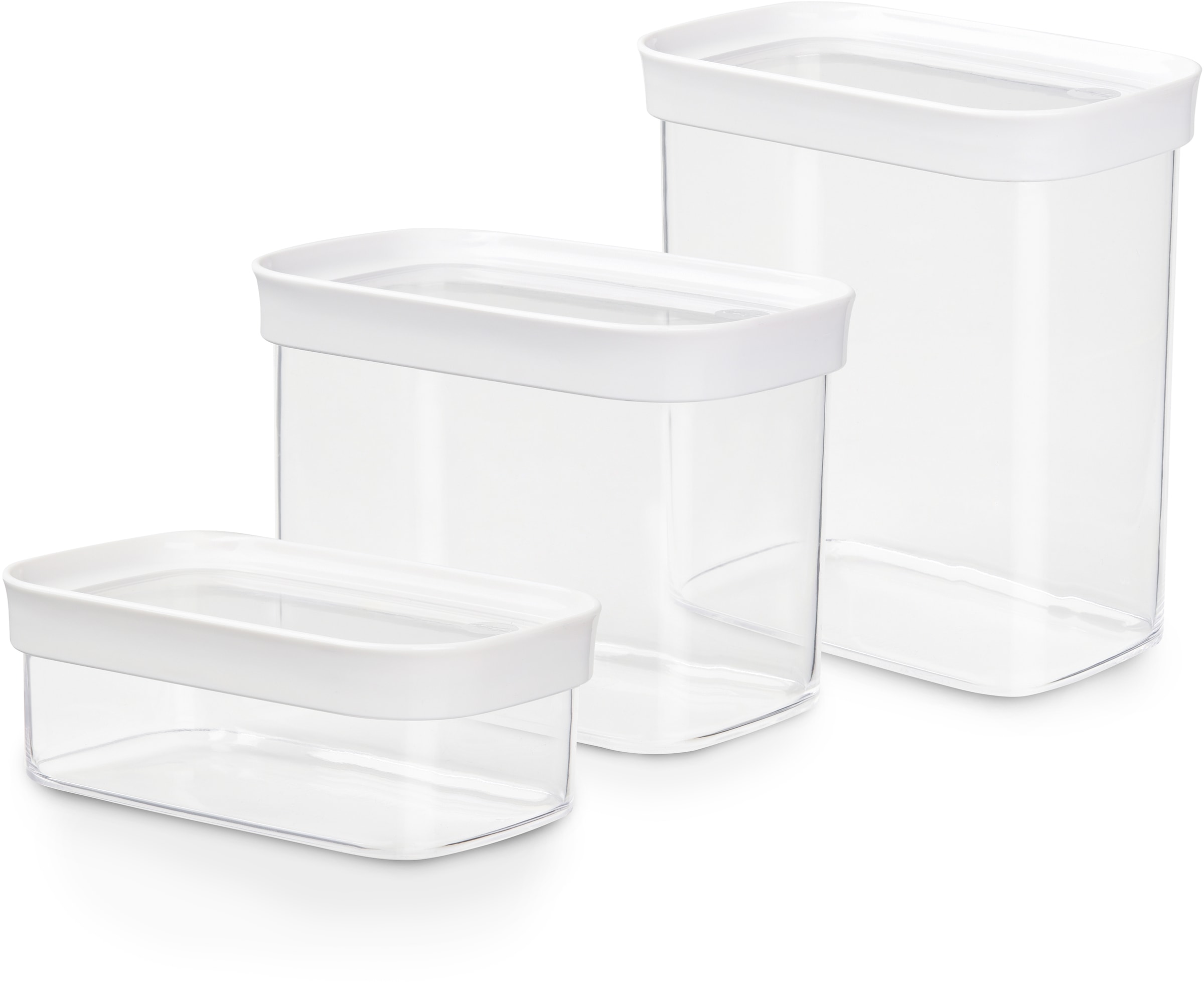 EMSA N1142700 Lebensmittelaufbewahrungsbehälter Rechteckig Set 3,05 l Transparent, Weiß 3 Stück(e)