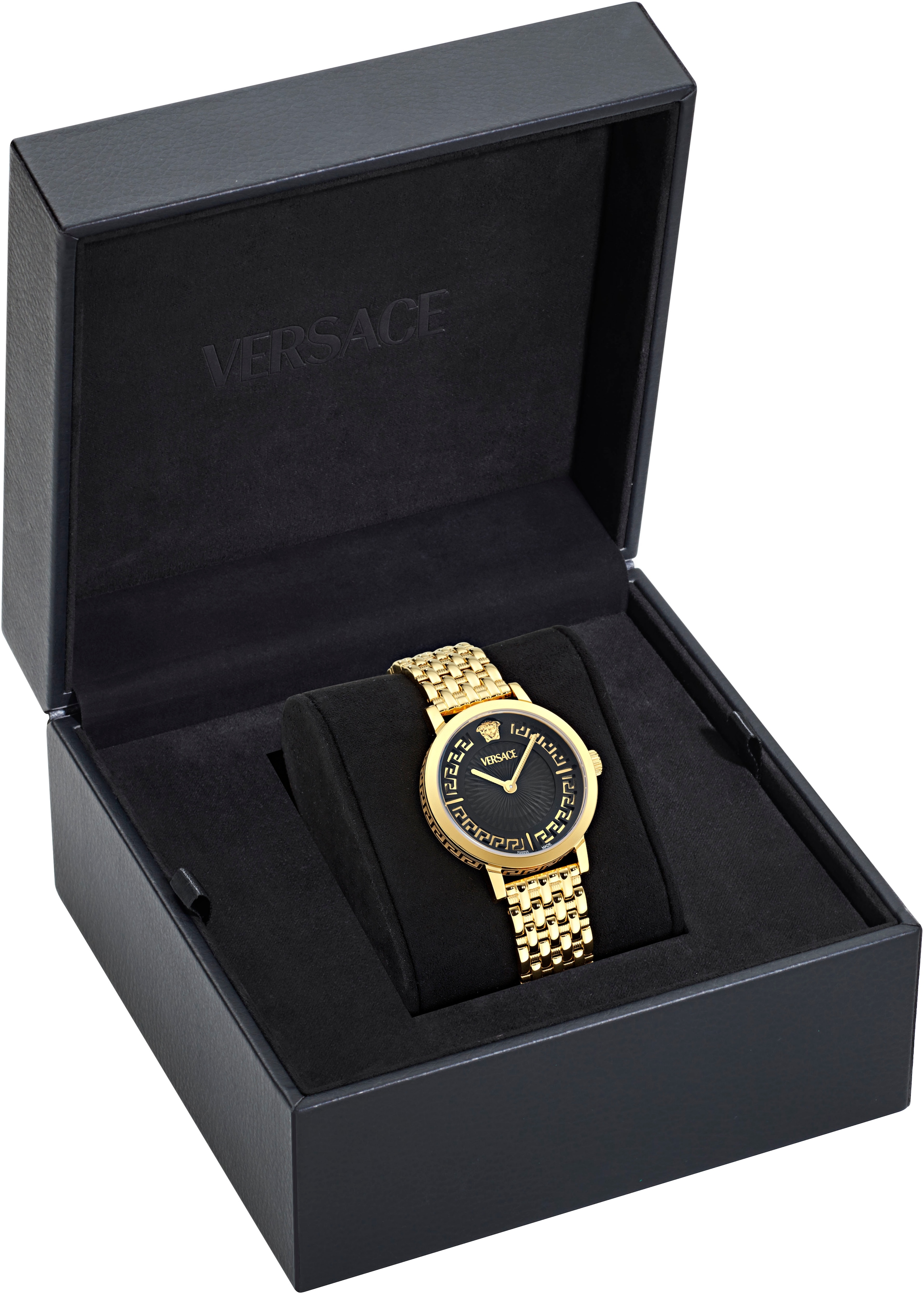 Versace Quarzuhr »GRECA FORTUNA« Armbanduhr, Damenuhr, Swiss Made, Edelstahlarmband, analog