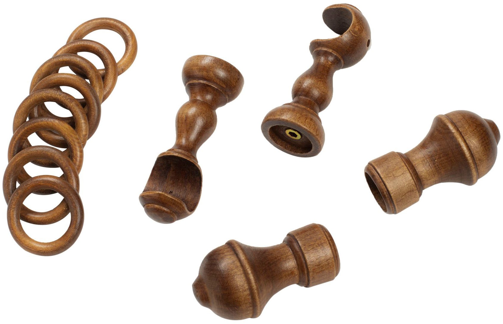 SN DECO GROUP Gardinenstange »Ares« 1 läufig-läufig Fixmaß 28 mm, Holz, verschiedene Längen und Farben, Komplettset