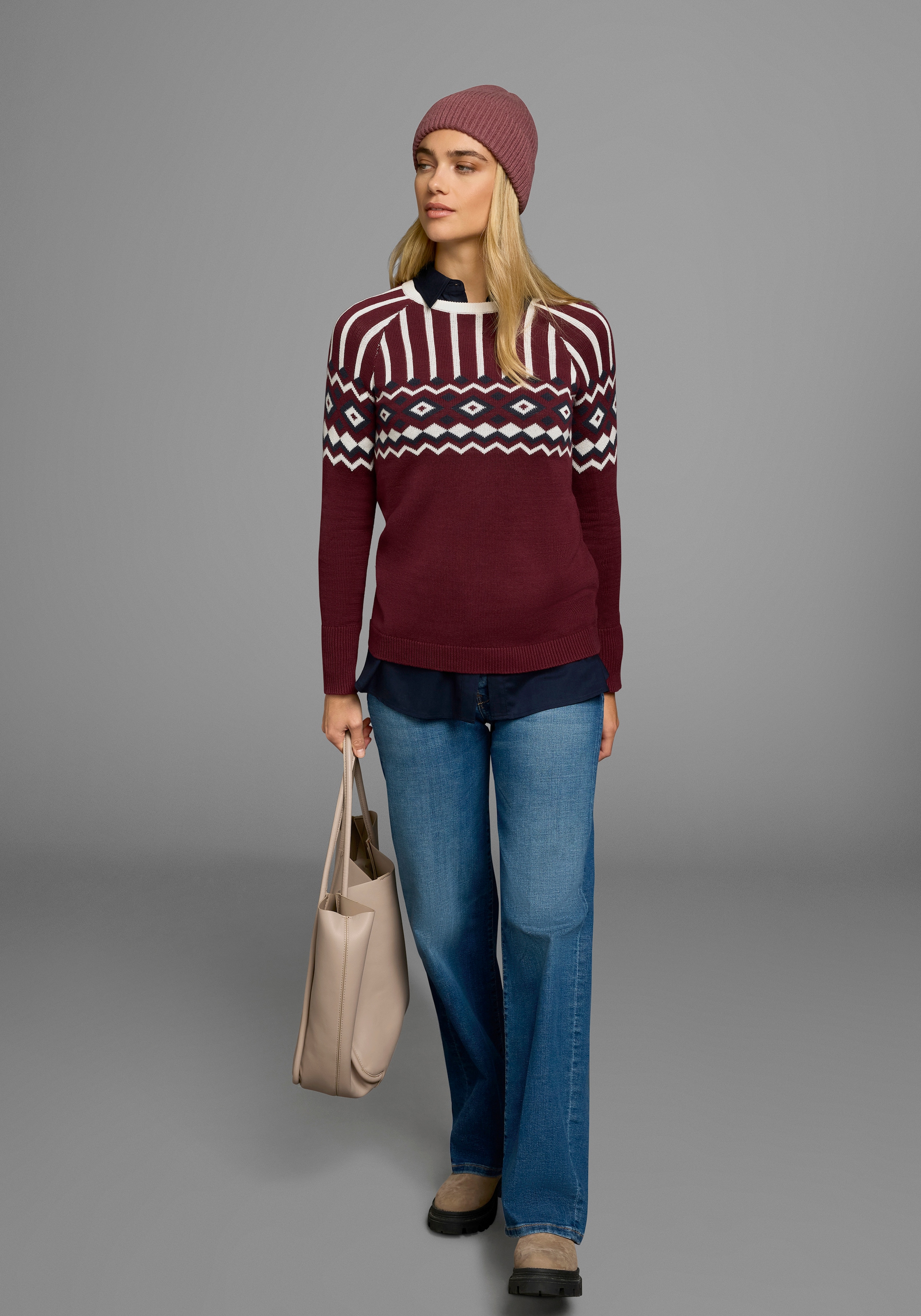 AJC Jacquardpullover, mit Norwegermuster in verschiedenen Farbvarianten