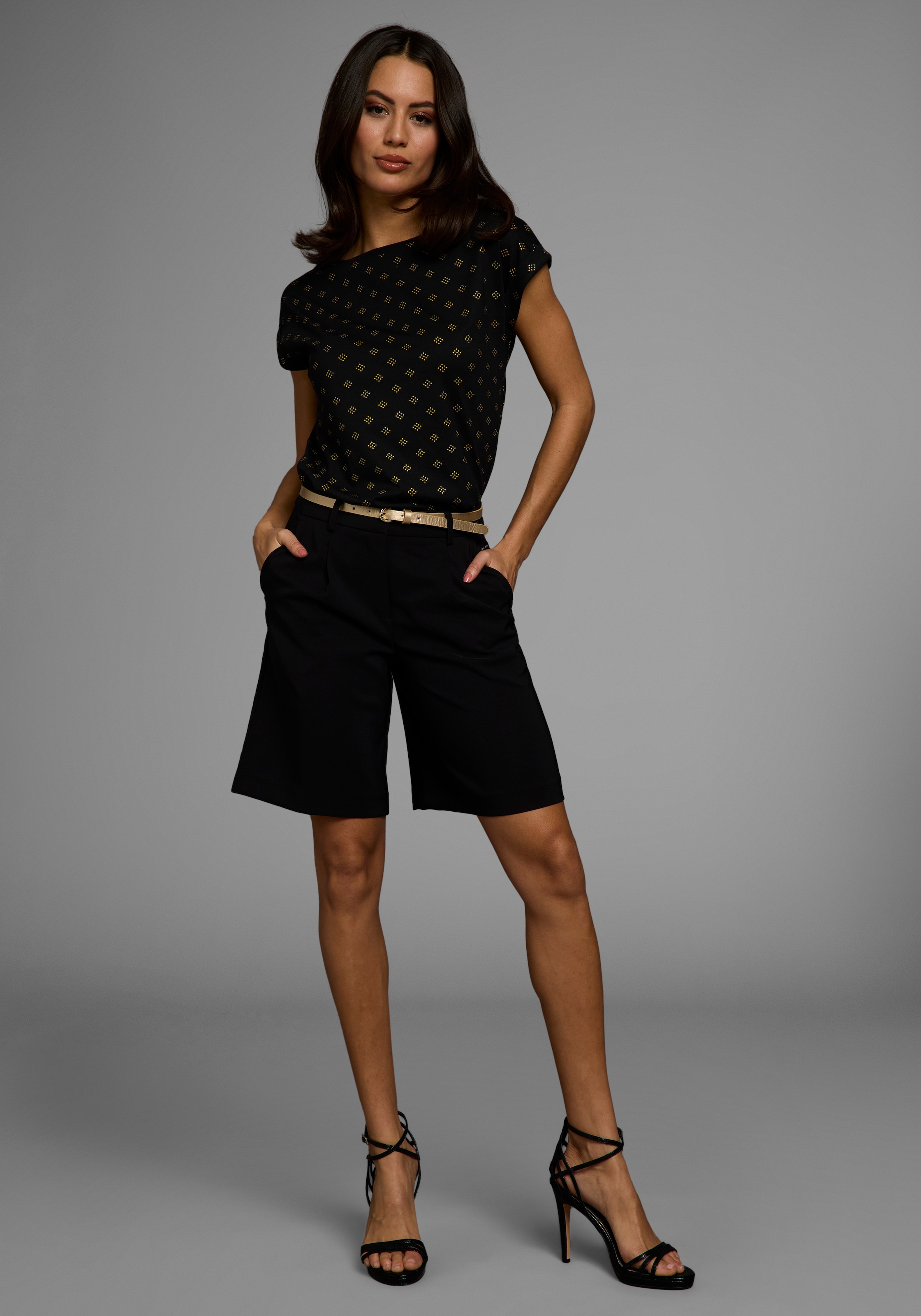 Laura Scott Rundhalsshirt, mit minimalistischem Graphik-Allover-Print - NEUE KOLLEKTION