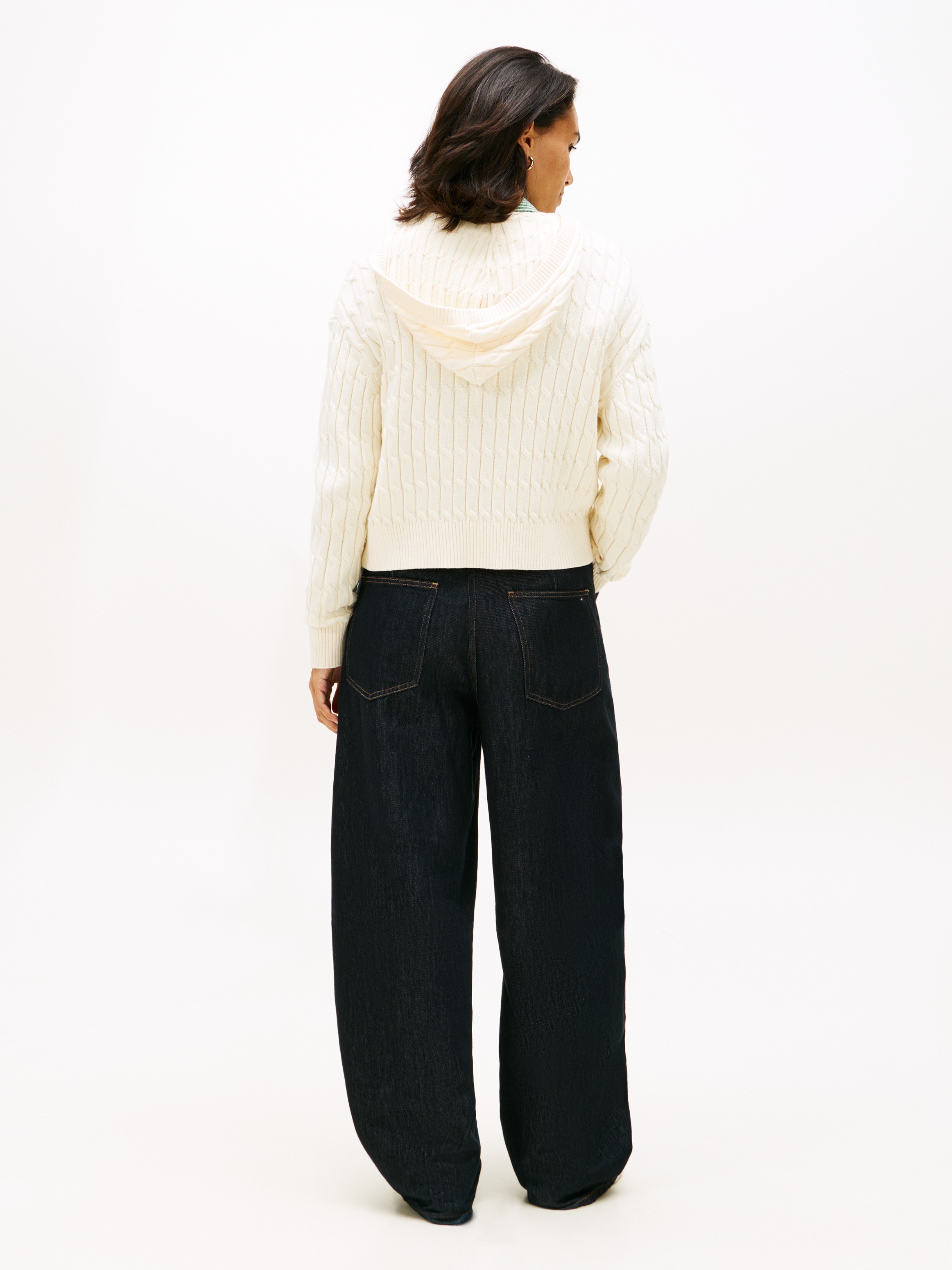 Tommy Hilfiger Kapuzenstrickjacke »CO CABLE MID GG LS ZIP HOODY« mit Zopfstrickmuster