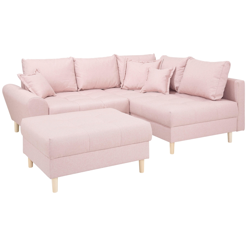 Home affaire Ecksofa »Rice«, (Set, mit Hocker)