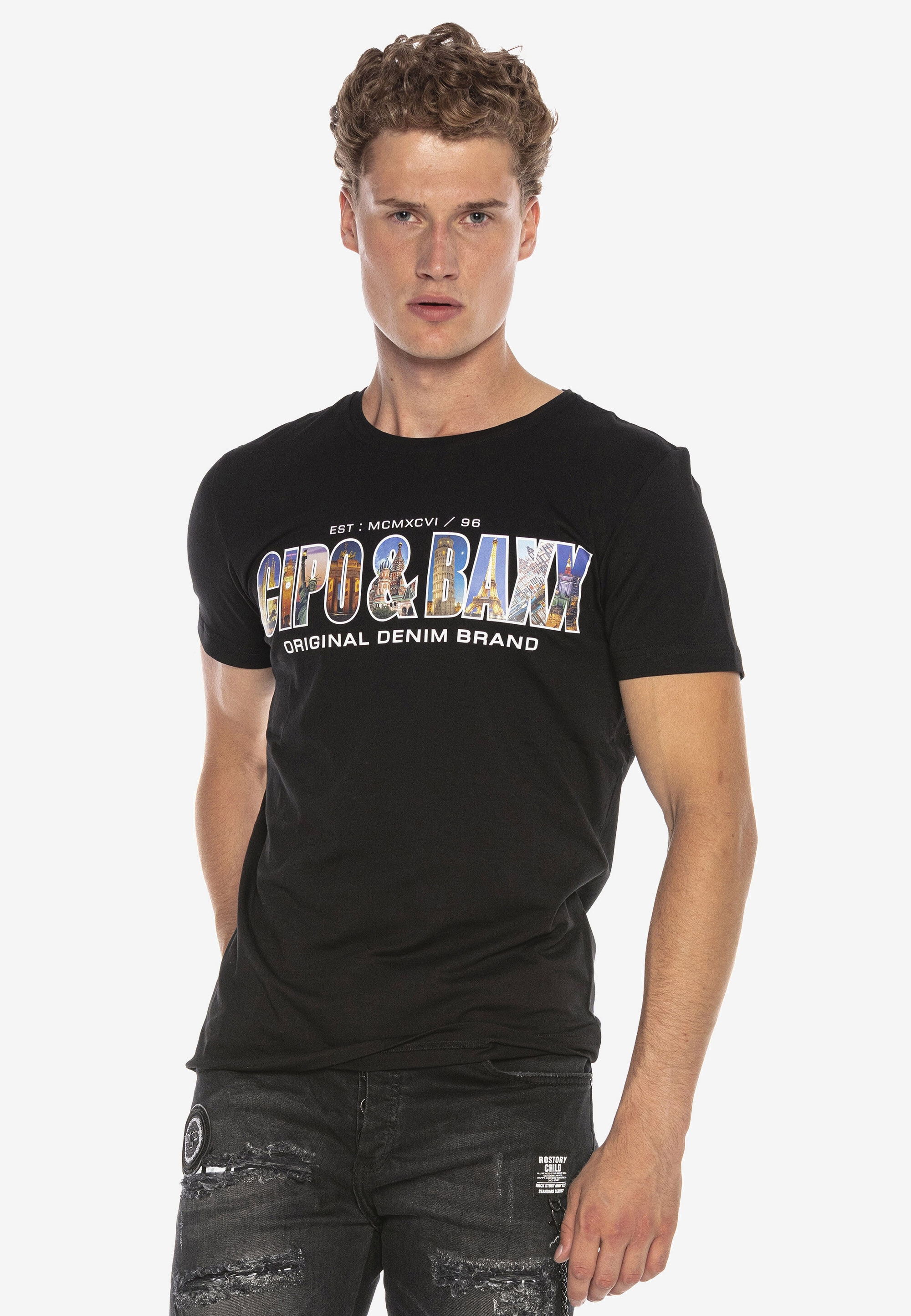 Cipo & Baxx T-Shirt »CT720« gerade geschnitten