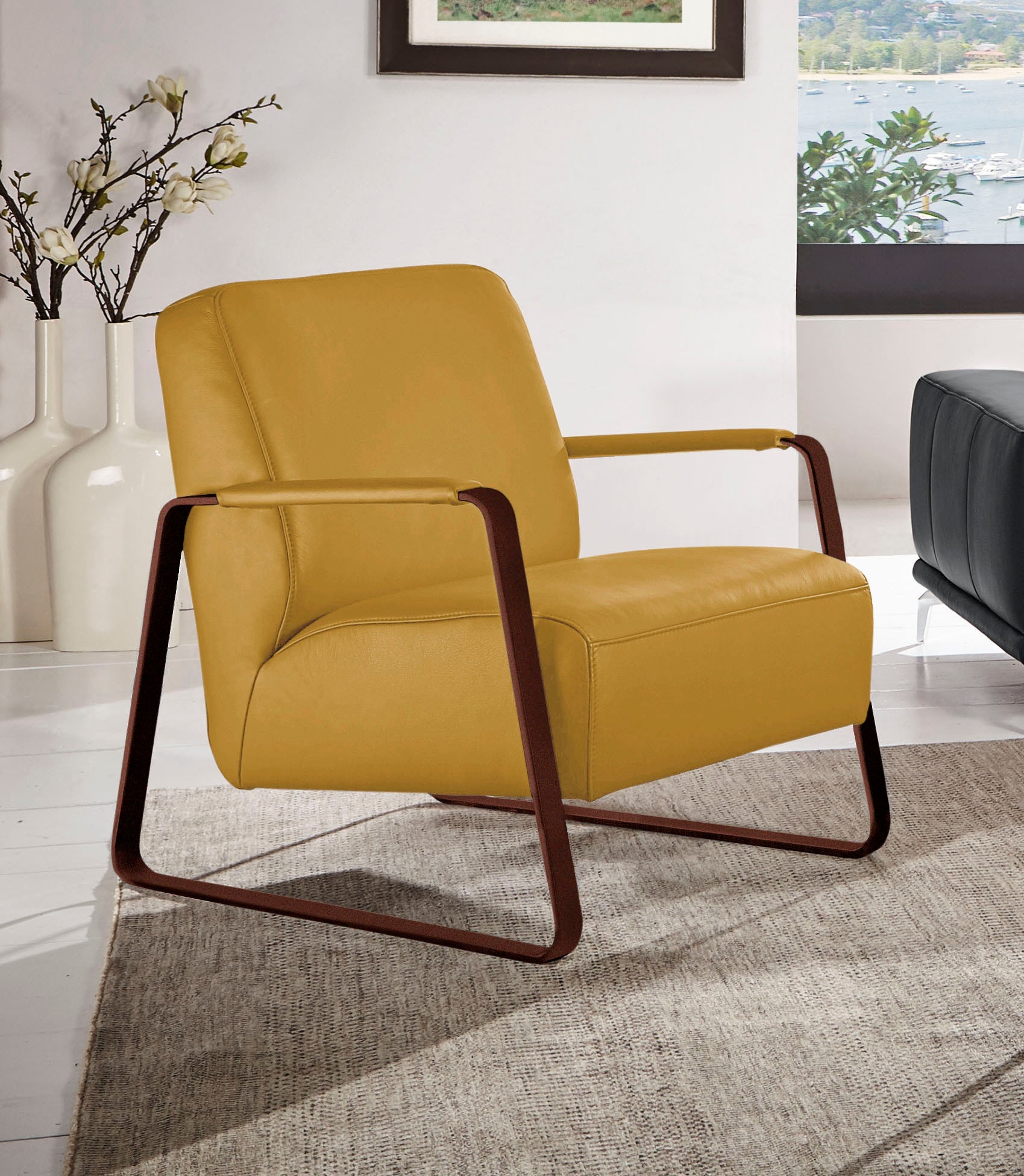 W.SCHILLIG Cocktailsessel »quadroo«, LIMITED EDITION in Trendfarbe Kurkuma, Gestell in Bronze