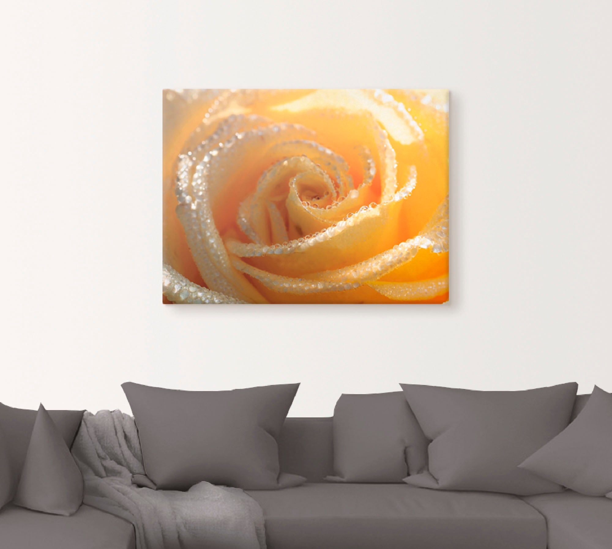 Artland Leinwandbild »Gelbe Rose Makro« Blumen 1 Stk. tlg. auf Holzrahmen gespannt