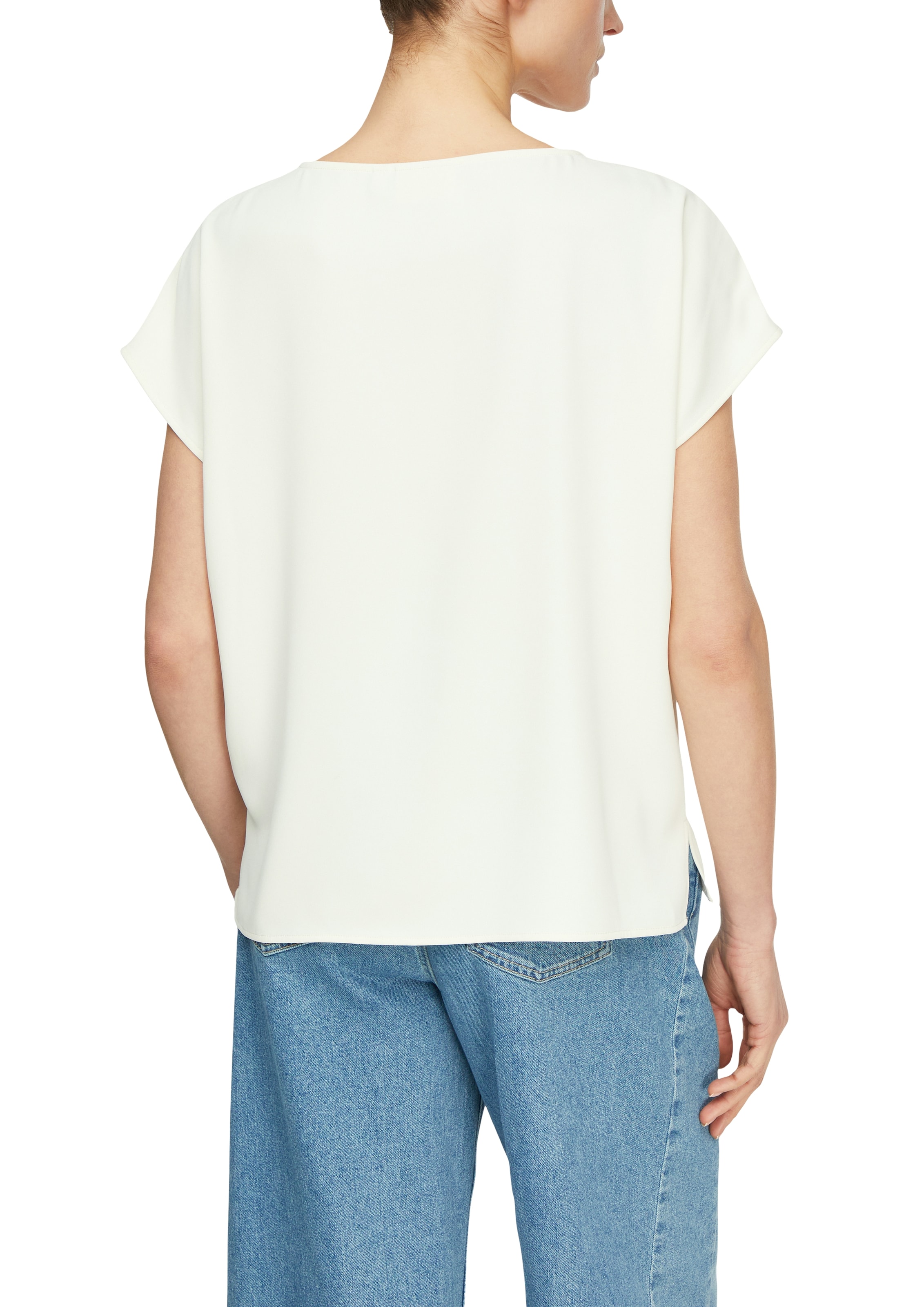 Comma Kurzarmbluse Sommerbluse - unifarben - mit Stretch