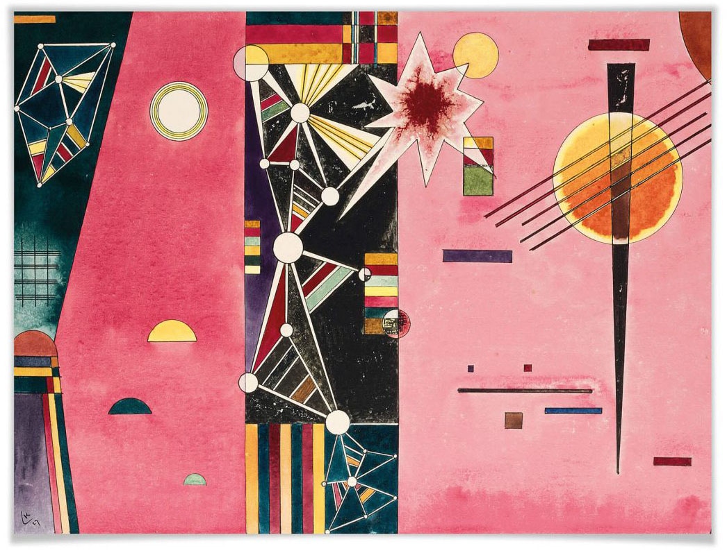Wall-Art Poster »Kandinsky abstrakte Kunst Rosa Rot«, Abstrakt, (1 St.),  Poster, Wandbild, Bild, Wandposter auf Raten bestellen