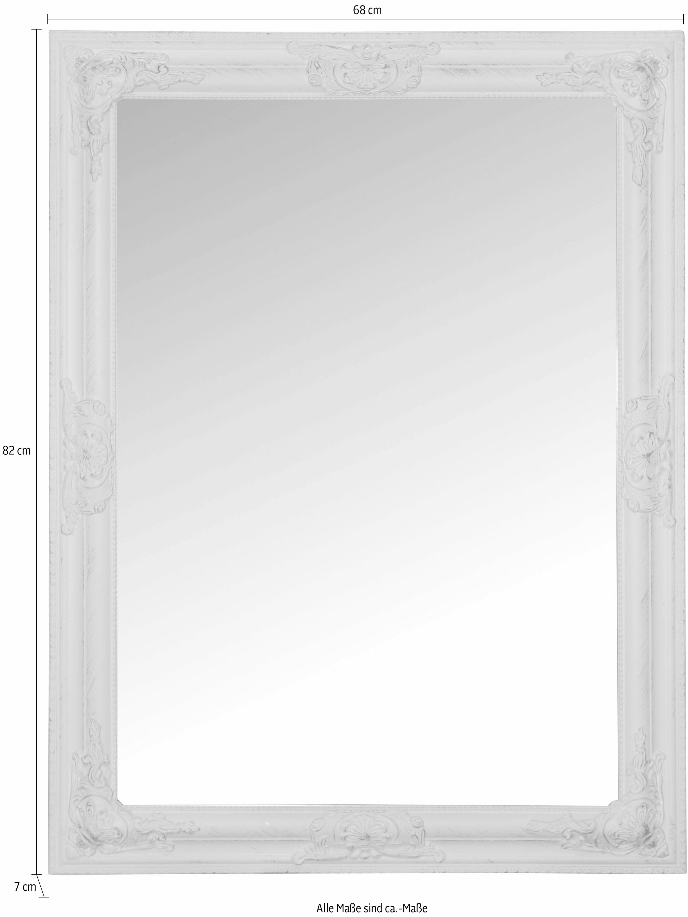 Myflair Möbel & Accessoires Wandspiegel »Xub«, (1 St.), weiß, rechteckig, Rahmen mit Antik-Finish, Spiegel mit Facettenschliff