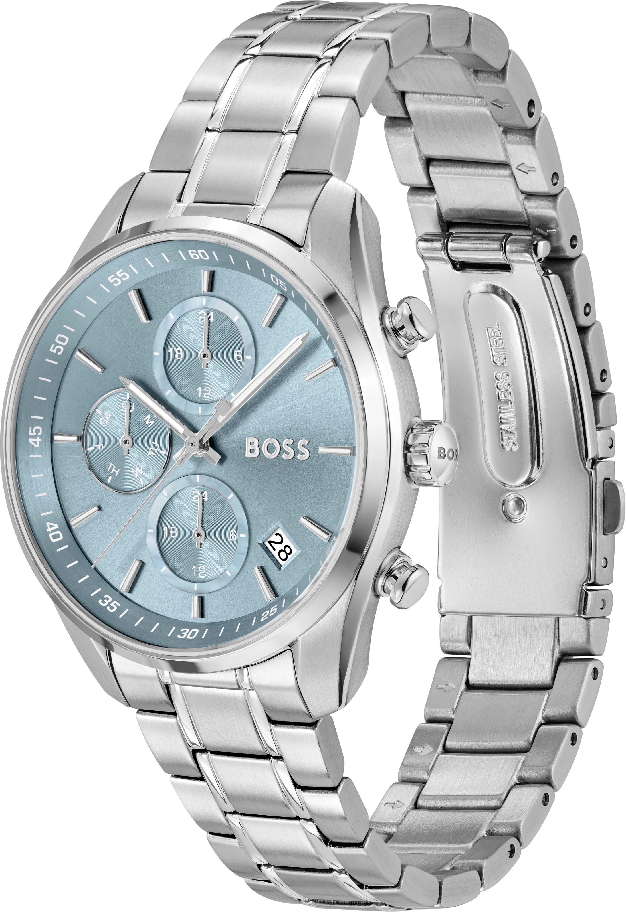 BOSS Multifunktionsuhr »GRAND TOUR LADIES«, Quarzuhr, Armbanduhr, Damenuhr, Edelstahlarmband