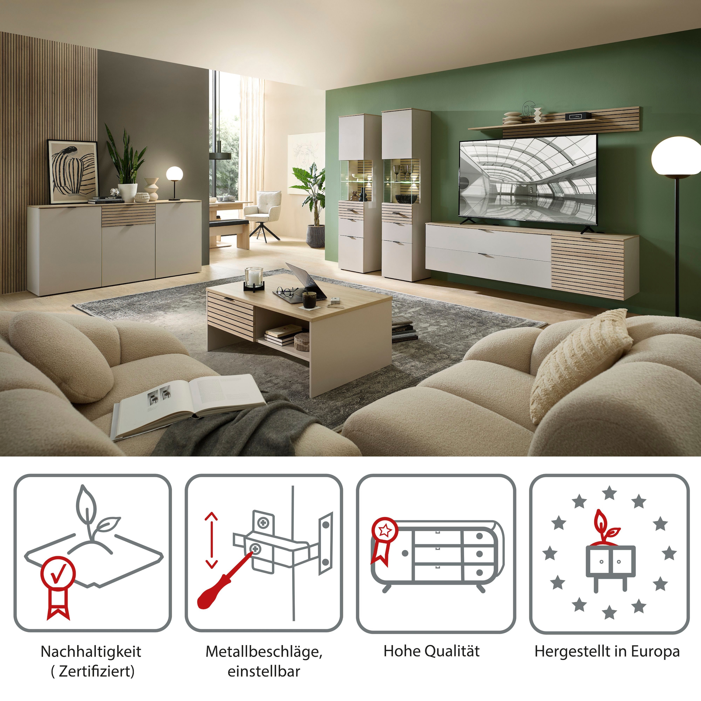 Innostyle TV-Schrank »INA TV-Lowboard, 60 x 51 x 44 cm (B/H/T)« 1 Stk. tlg. stehend/hängend verwendbar, 1 türig, Softclose