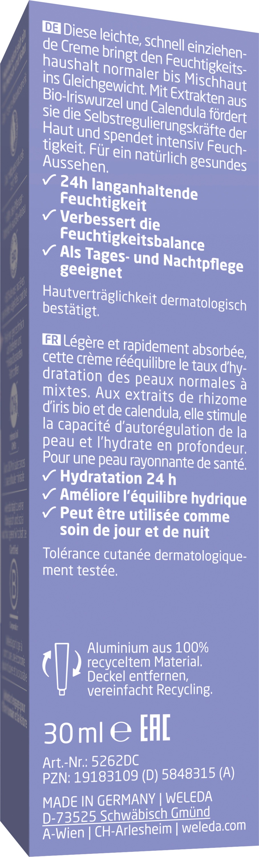 WELEDA Feuchtigkeitscreme »Weleda Iris Feuchtigkeitscreme« feuchtigkeitsspendend, entspannend, für normale bis Mischhaut