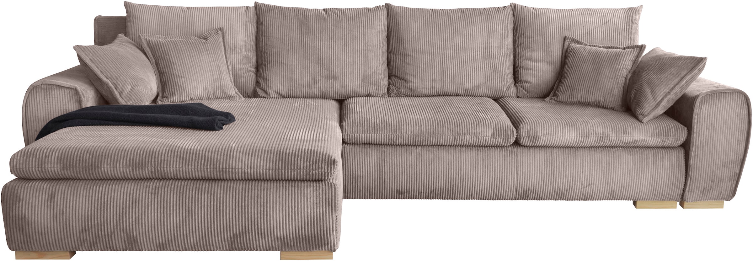 Home affaire Ecksofa »Katja L-Form, B: 325 cm - OTTO. Verlässliche Qualität.« Bettfunktion, Bettkasten & 4 Zierkissen
