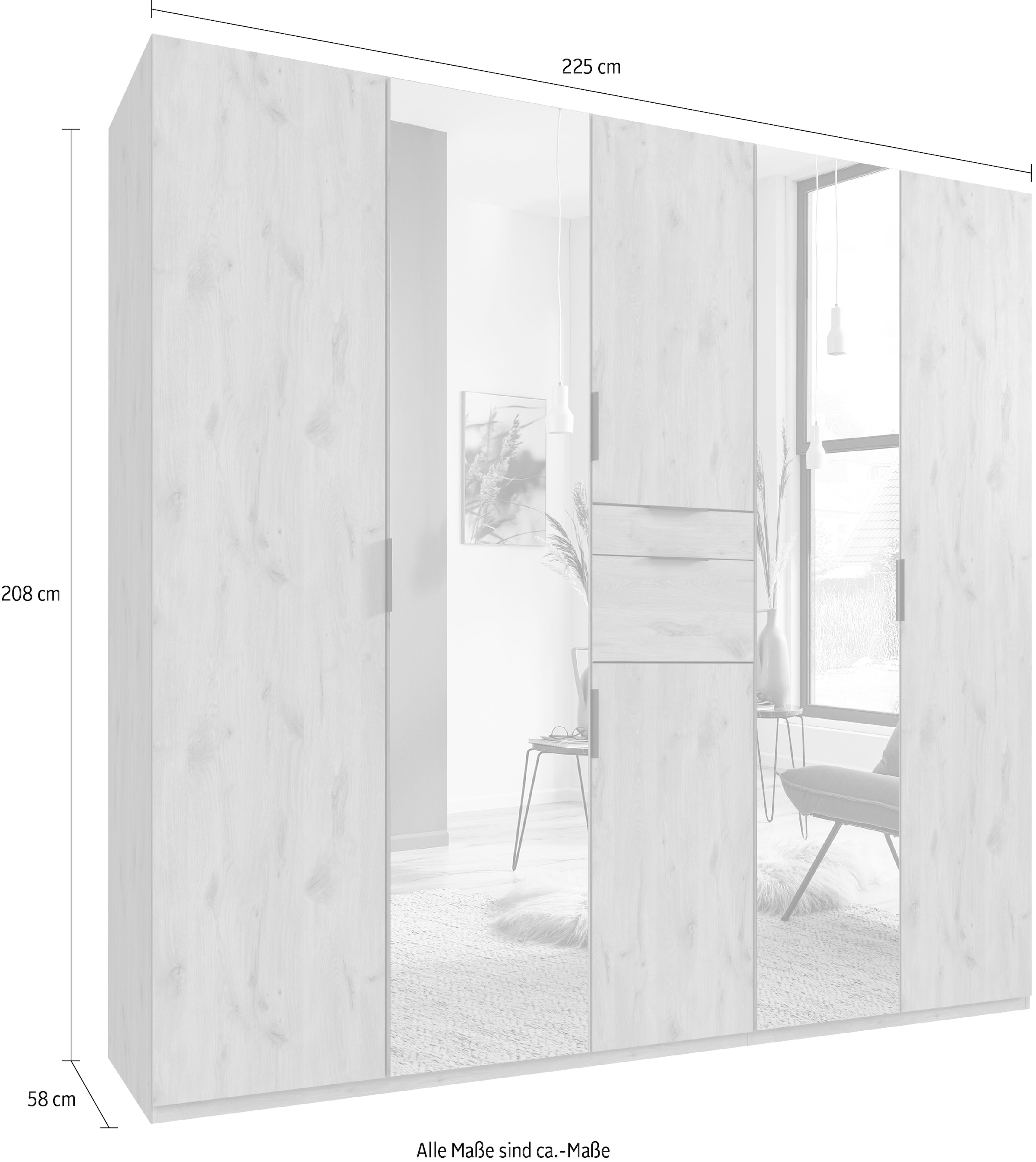 Wimex Drehtürenschrank »Moldau Kleiderschrank mit Spiegel Schlafzimmerschrank Bestseller« Wähle deine Innenausstattung fertig konfiguriert im Schrank