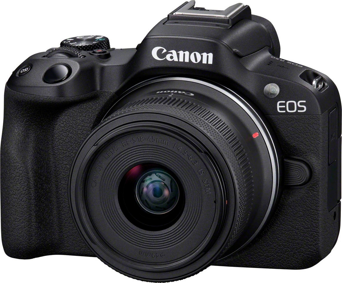 RF-S IS Systemkamera 18-45 + 18-45mm 18-45mm MP, RF-S Canon F4.5-6.3 »EOS inkl. RF-S IS IS R50 STM, 24,2 Kit«, STM Bluetooth-WLAN, F4.5-6.3 bei Objektiv
