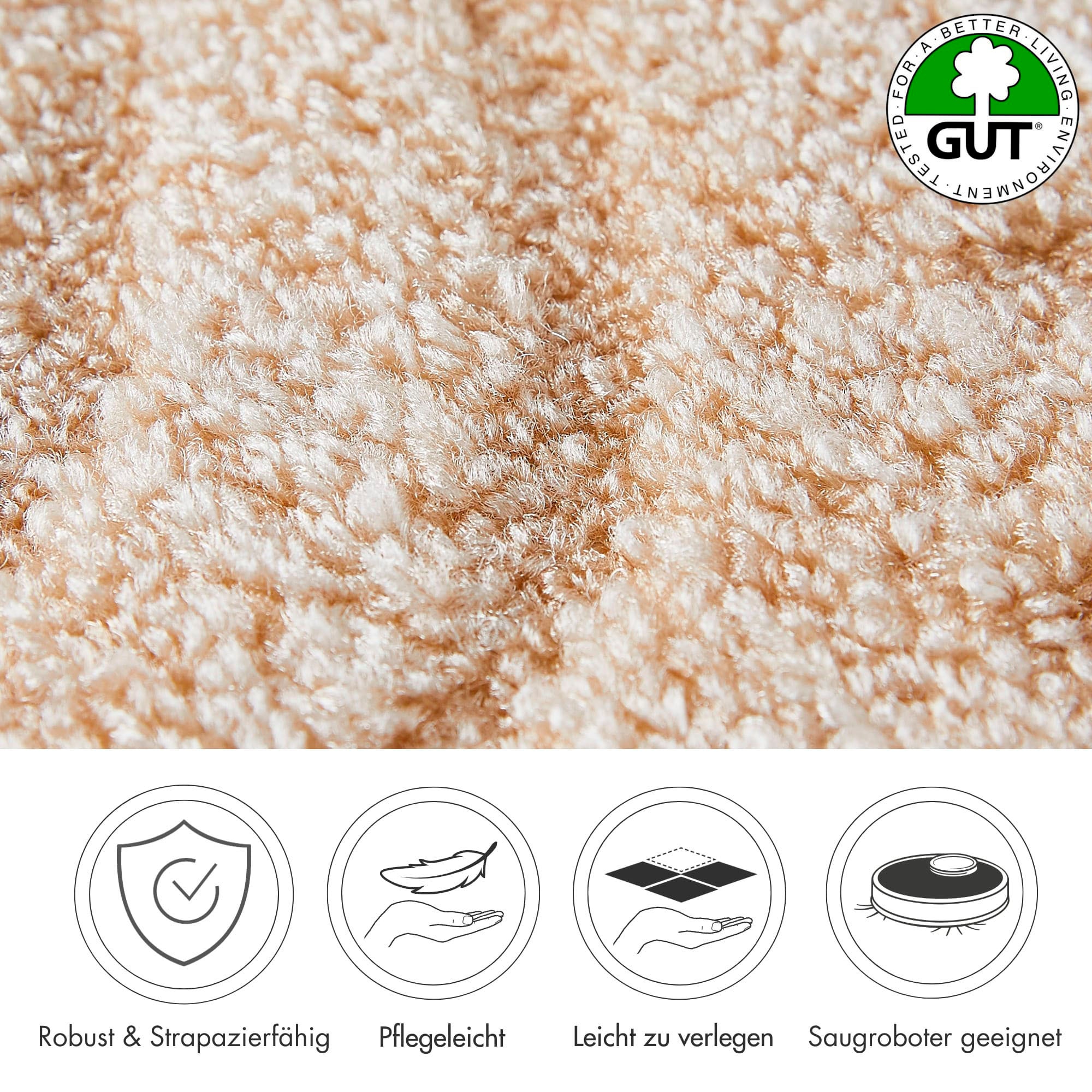 Andiamo Teppichboden »Amberg, Strukturschlinge, Made in Belgium«, rechteckig, 9 mm Höhe, Breite 200, 300, 400 oder 500 cm, Hoch-Tief Effekt, strapazierfähig