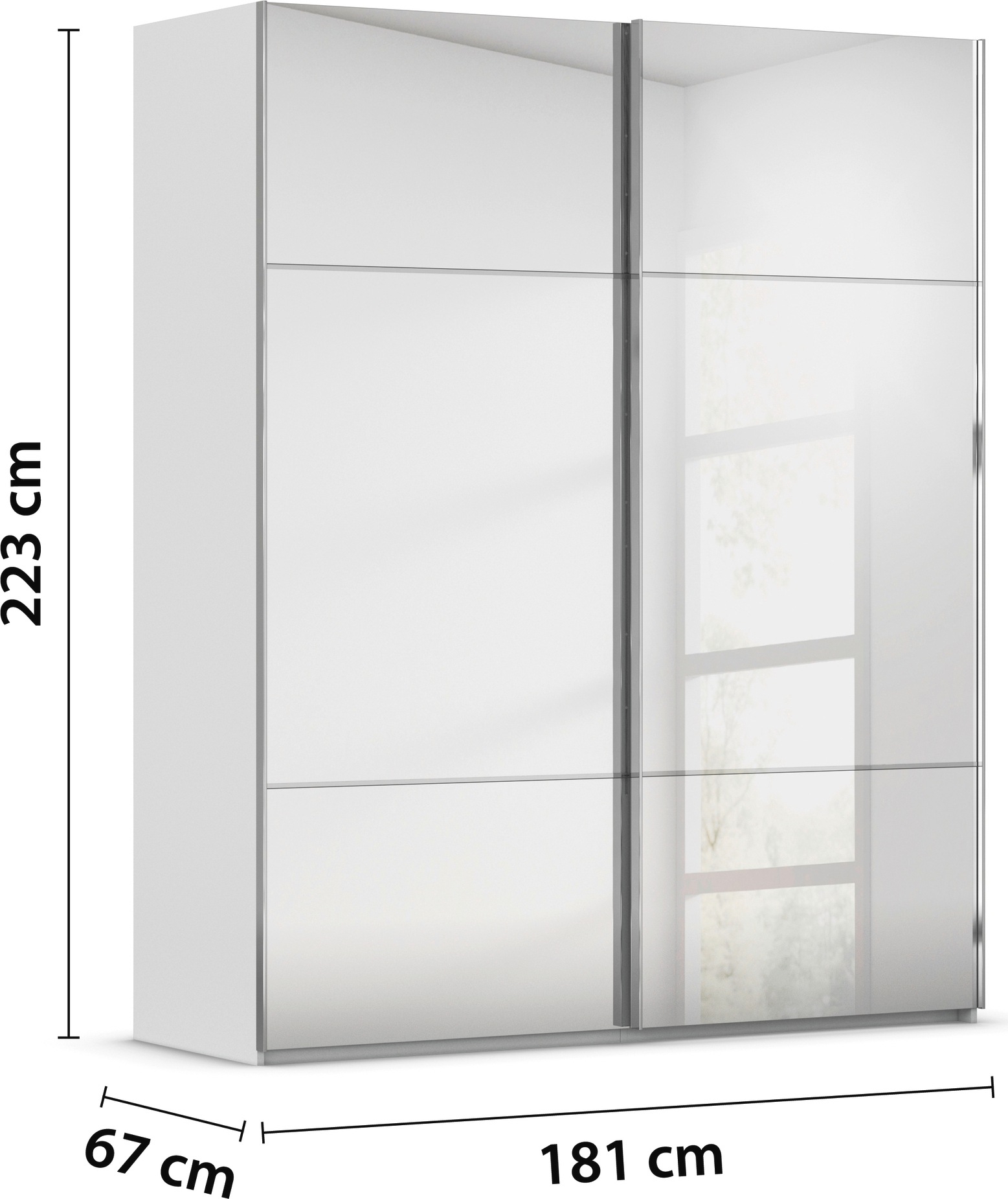 rauch Schwebetürenschrank »Kleiderschrank Schrank Garderobe Schlafzimmerschrank SCALE-TRIO« edle dreigeteilte Front mit 2 Zierleisten Spiegelfront MADE IN GERMANY