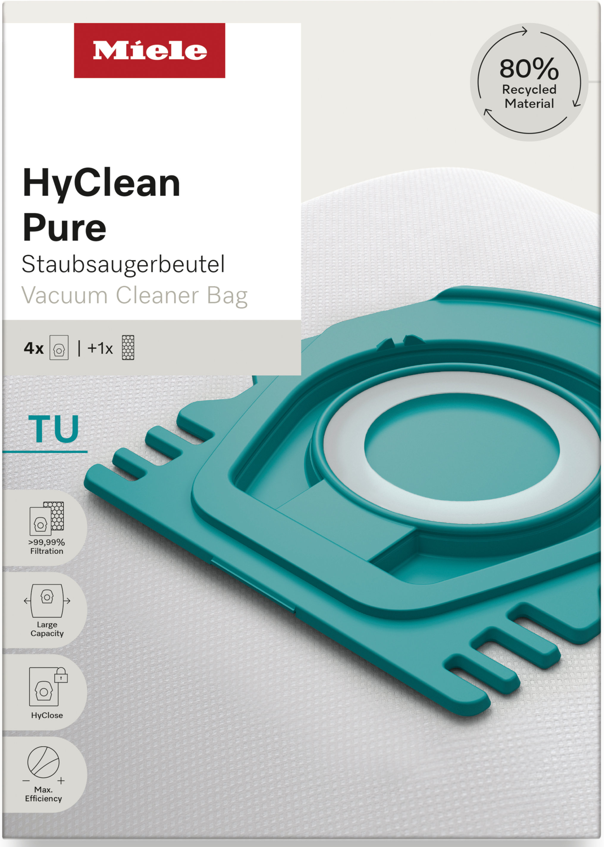 Miele Staubsaugerbeutel »HyClean Pure TU« Miele Original Zubehör, mit bester Filtrationsleistun