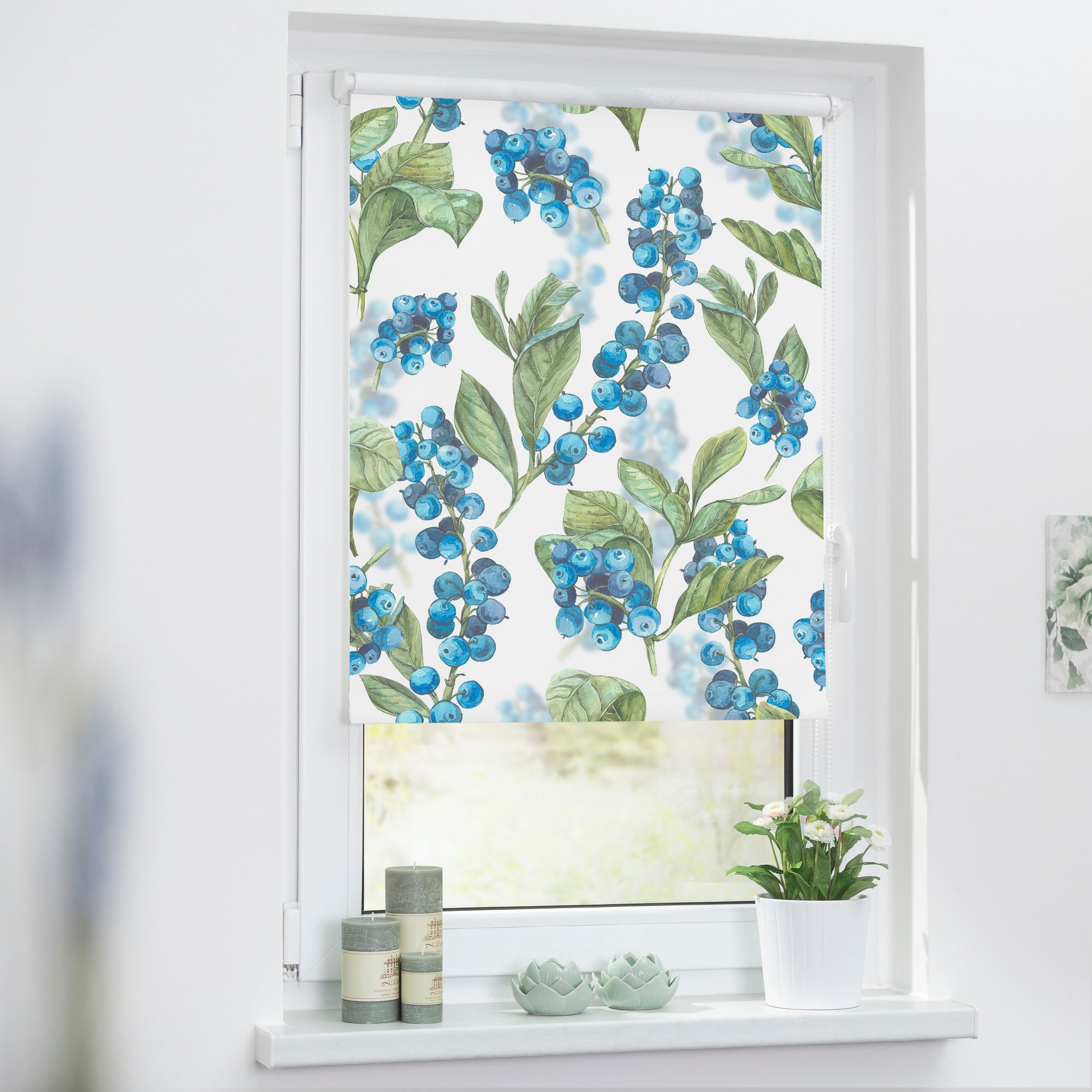 LICHTBLICK ORIGINAL Seitenzugrollo »Rollo Klemmfix, ohne Bohren, Verdunkelung, Heidelbeere - Blau Grün« verdunkelnd Verdunkelung | energiesparend freihängend