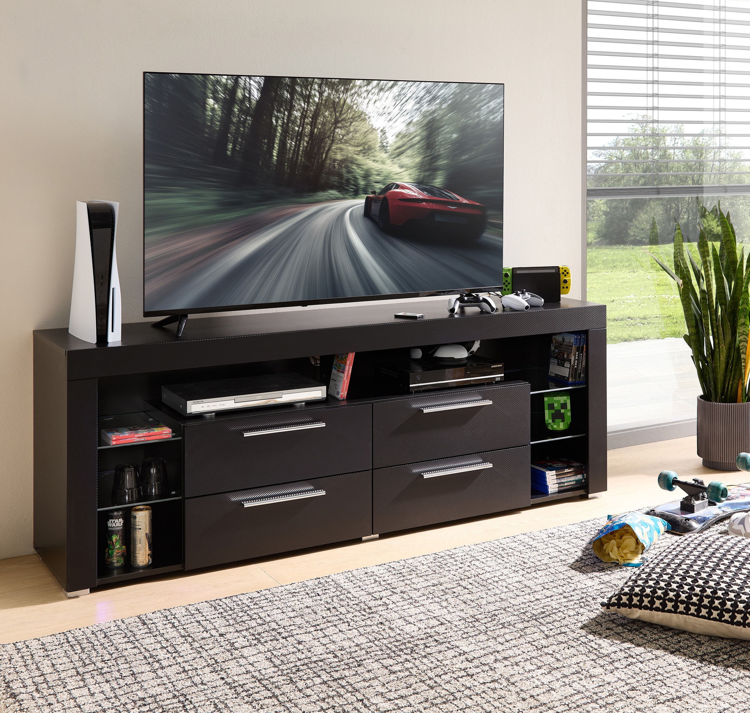 Stolkom TV-Schrank »Goal« 4 Schubkästen, 6 offenen Fächern, Stellmaß 179/66/44 cm