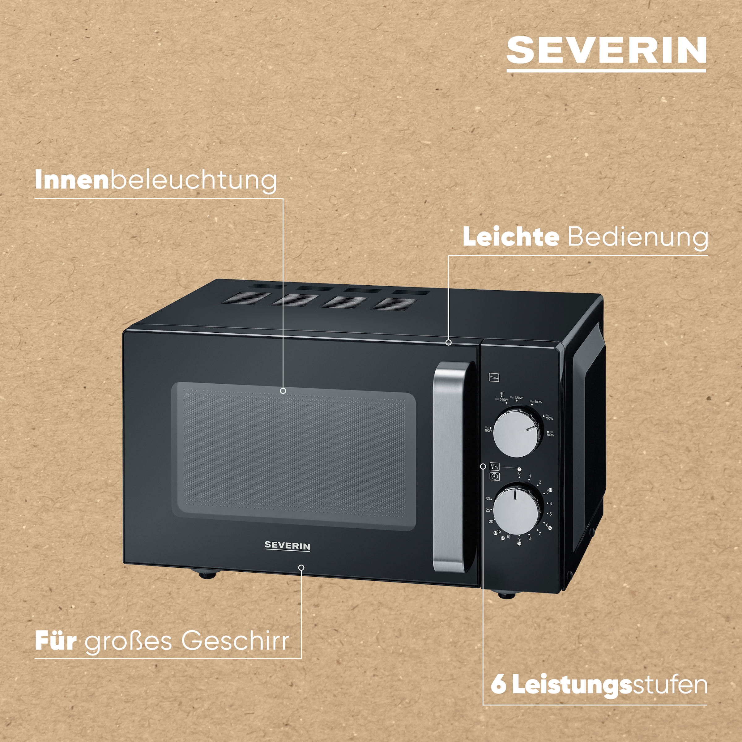Severin Mikrowelle »MW 7761« Mikrowelle 160 W XXL-Nutzfläche dank Glasboden