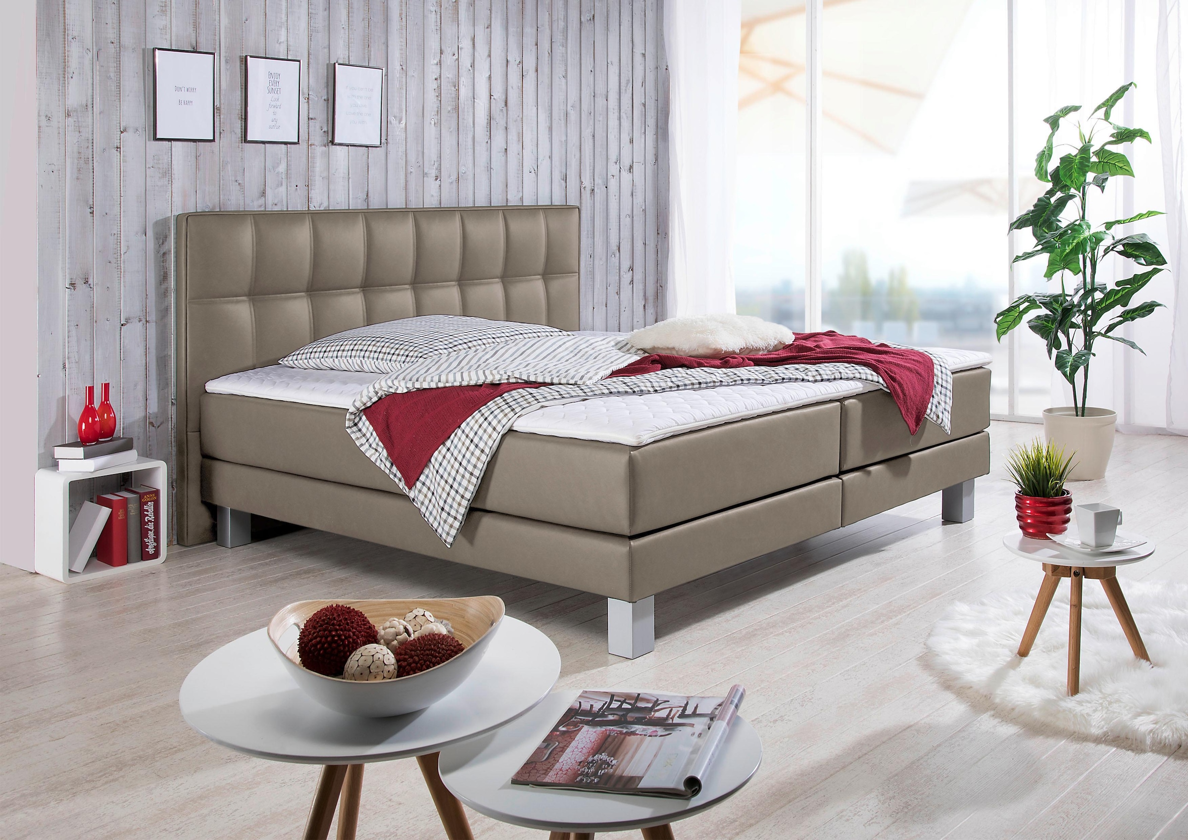 Home affaire Boxspringbett »Tavira« in 4 Breiten, 4 Farben und 3 Matratzenarten, incl. Topper
