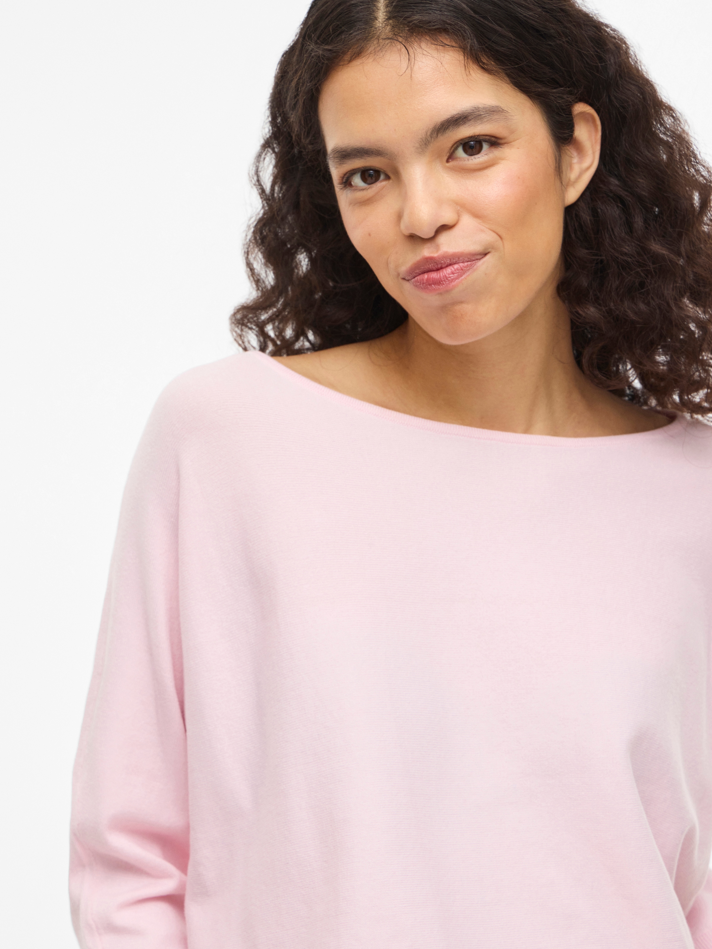 Vila 3/4 Arm-Pullover »VIMALU BOATNECK 3/4 SLEEVE KNIT TOP-NOOS« Materialmix, loose fit