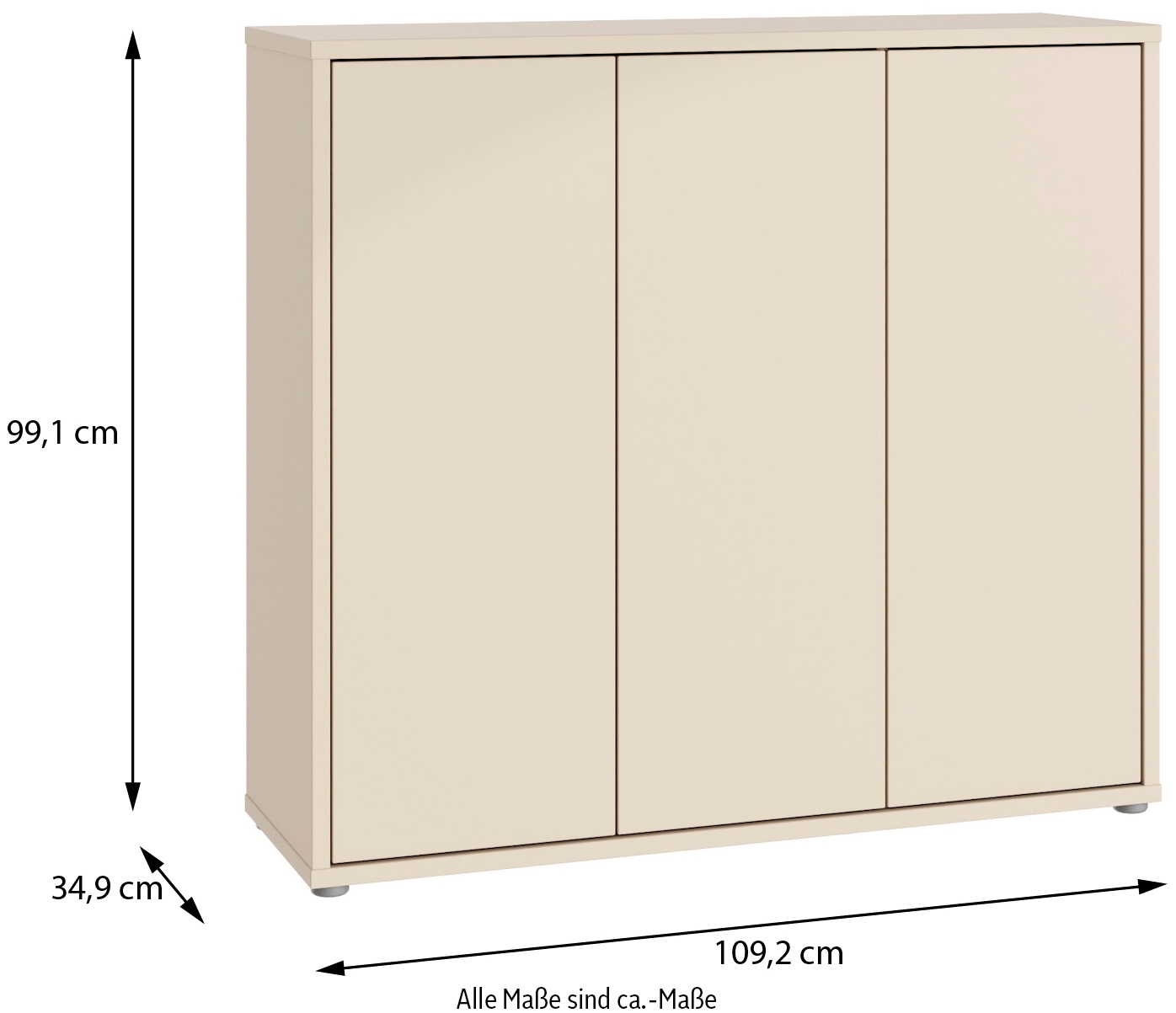 FORTE Schuhschrank »Alice Springs, Schuhschrank, Platz für 20 Paar Schuhe, 3 Türen« B/H/T 109,2/99,1/34,9 cm,  Stauraumschrank, Mehrzweckschrank, grifflose Front, Push to open