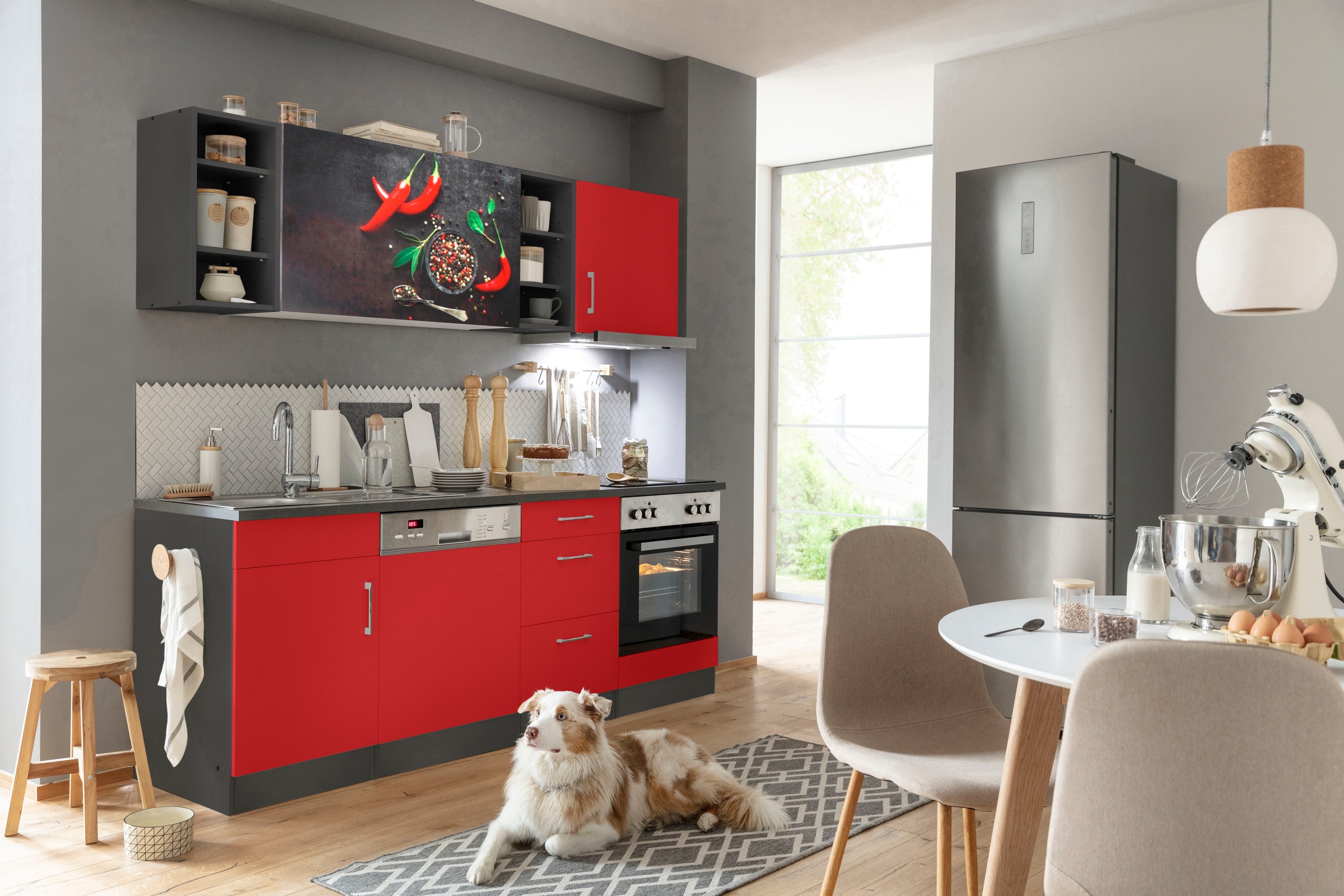 HELD MÖBEL Küchenzeile »Paris«, mit E-Geräten, Breite 220 cm auf Rechnung  kaufen