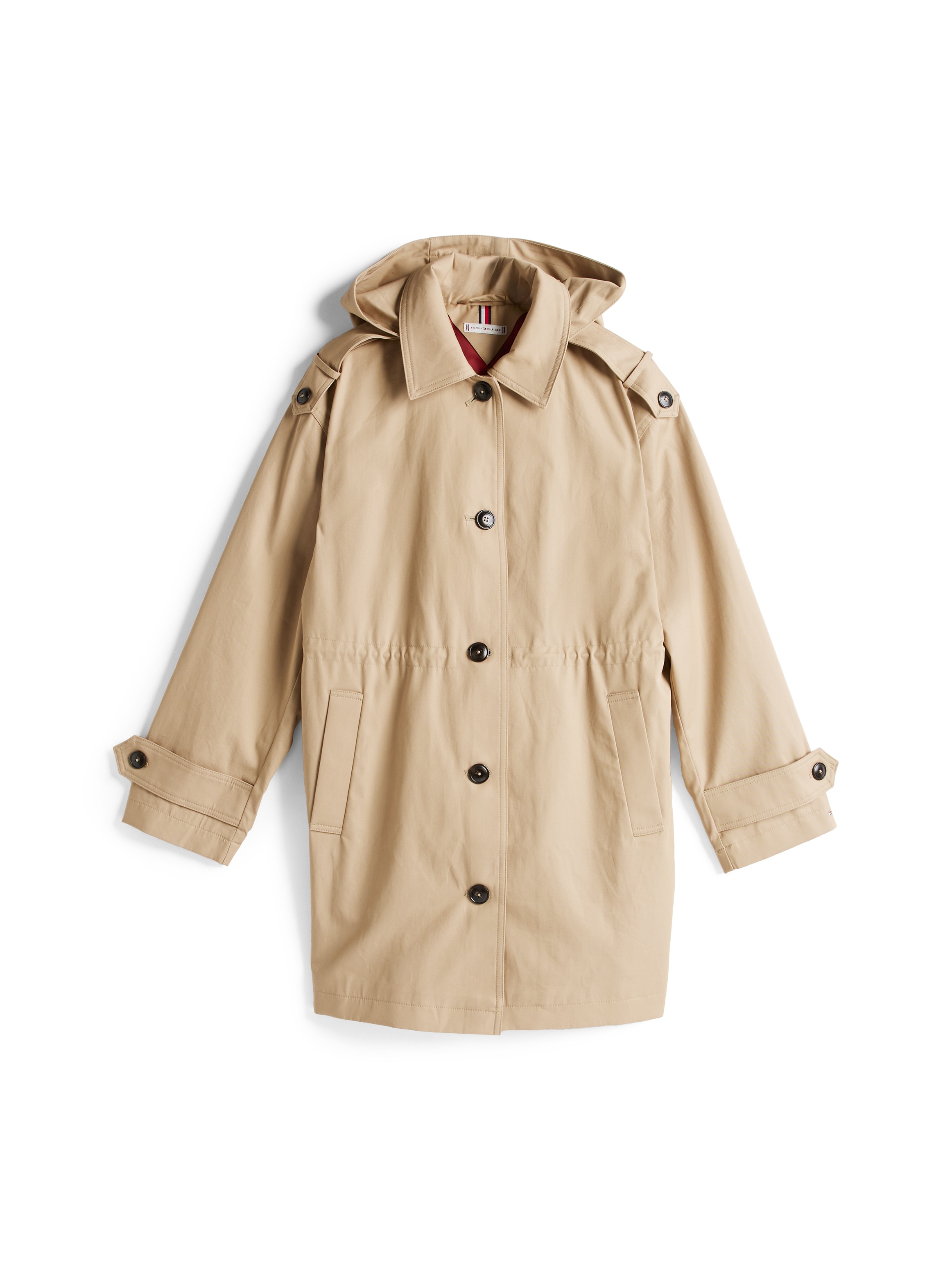 Tommy Hilfiger Parka »ESS COTTON HOOD PARKA«, mit Kapuze, im Trench Coat Look, mit Kapuze, mit Taillengürtel