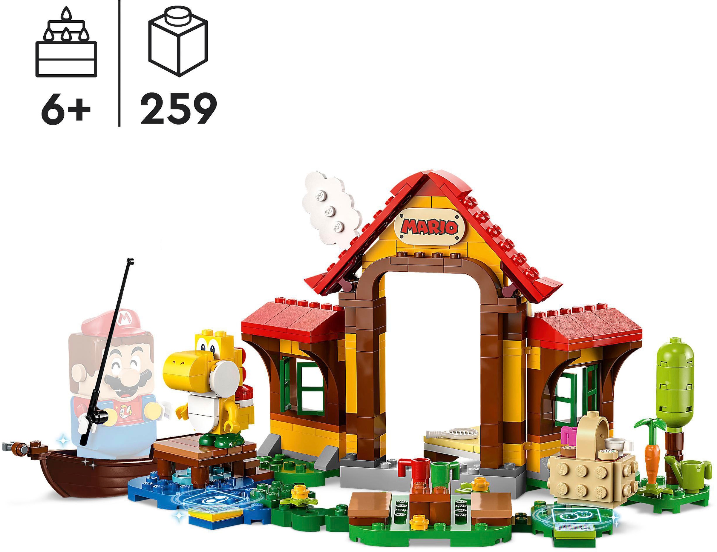 LEGO® Konstruktionsspielsteine »Picknick bei Mario – Erweiterungsset (71422), LEGO® Super Mario«, (259 St.), Made in Europe