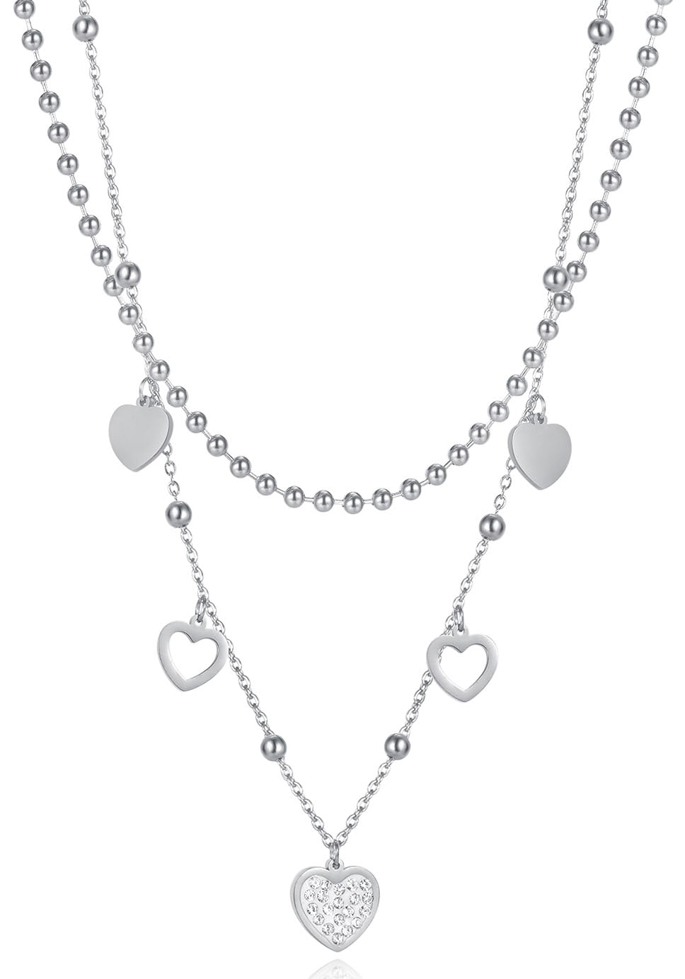 Firetti Kette mit Anhänger "Schmuck Geschenk Hearts Charm" mit Zirkonia (synth.)